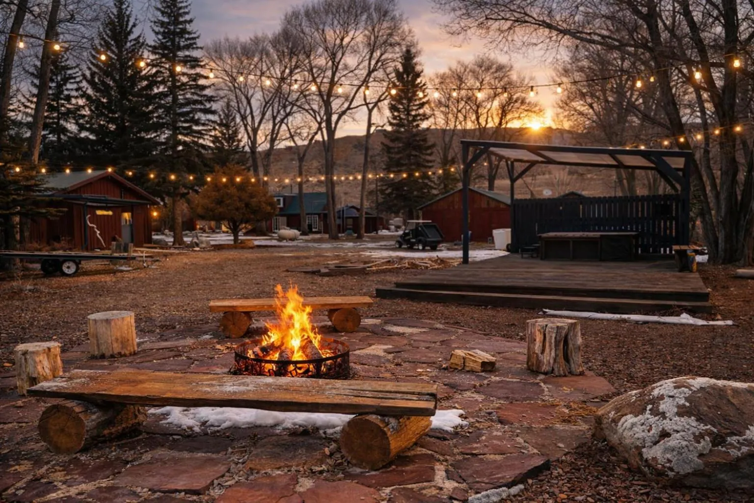 fireplace in Chinook Winds Lodge