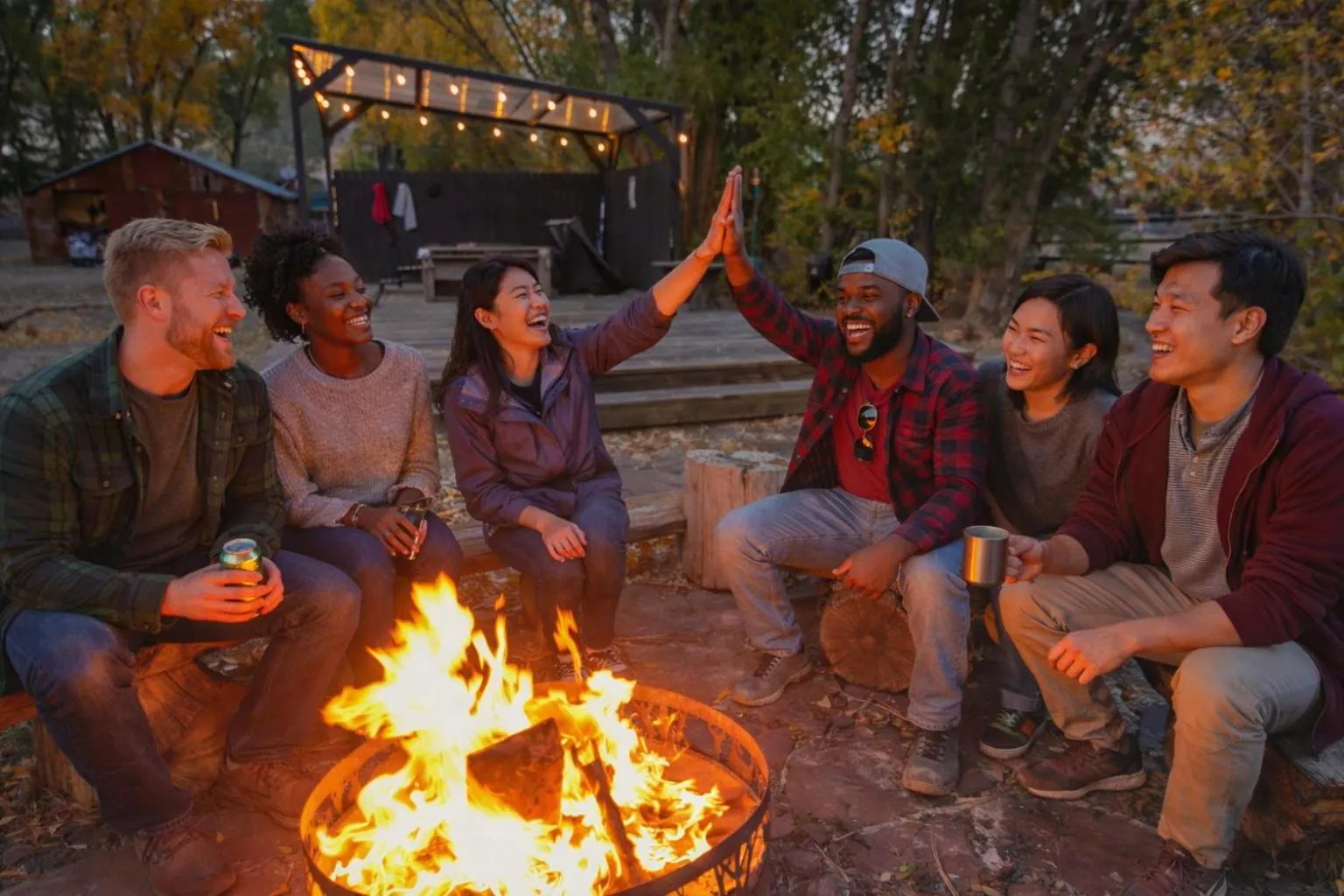 group of guests in Chinook Winds Lodge