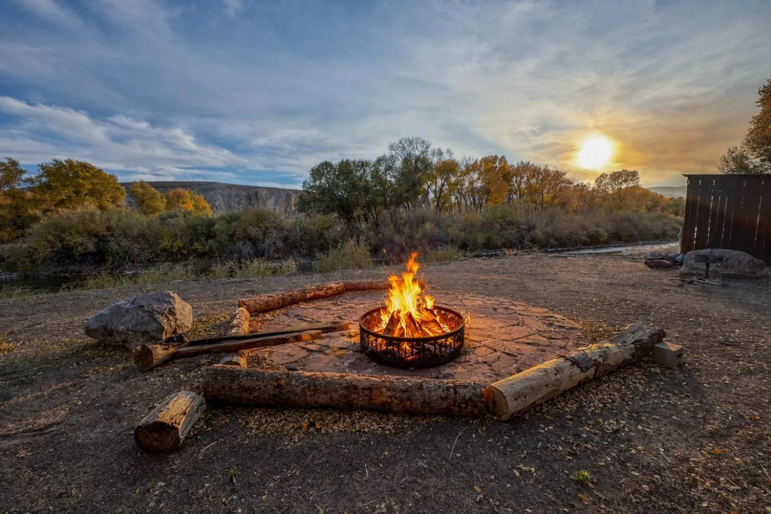 fireplace in Chinook Winds Lodge
