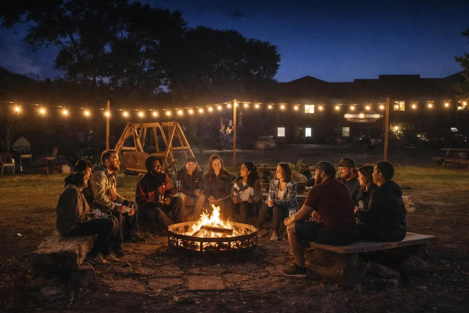 group of guests in Chinook Winds Lodge