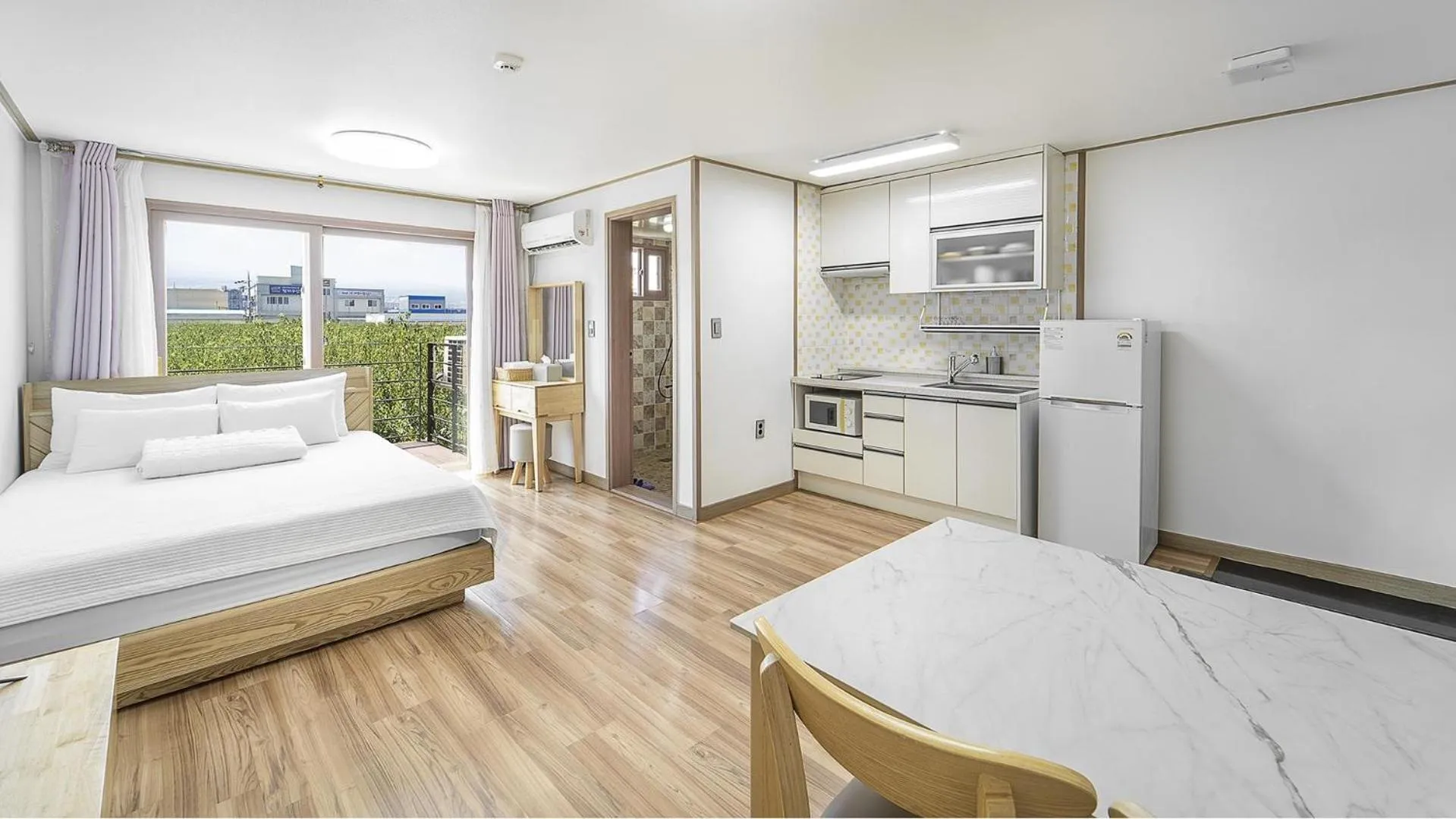 Property building, Bed in Jeju rime pension