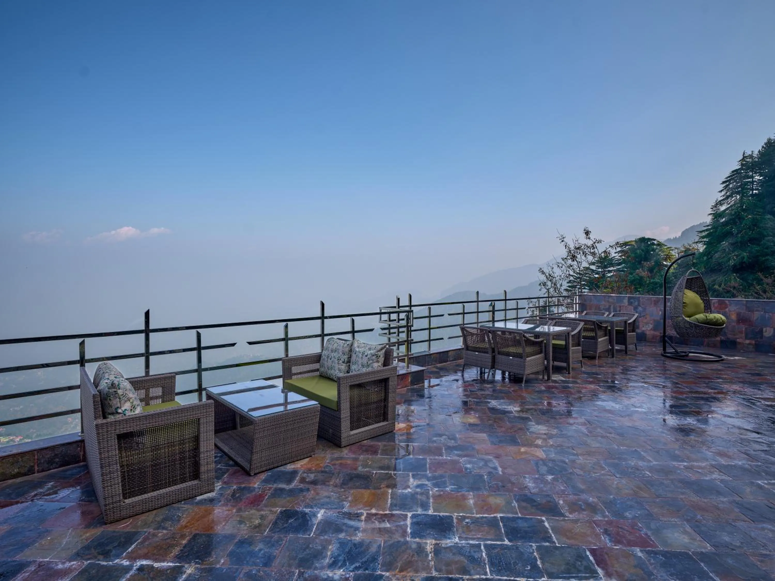 Balcony/Terrace in Regenta Place Dalhousie Just 500 Meters Walkable from Mall Road