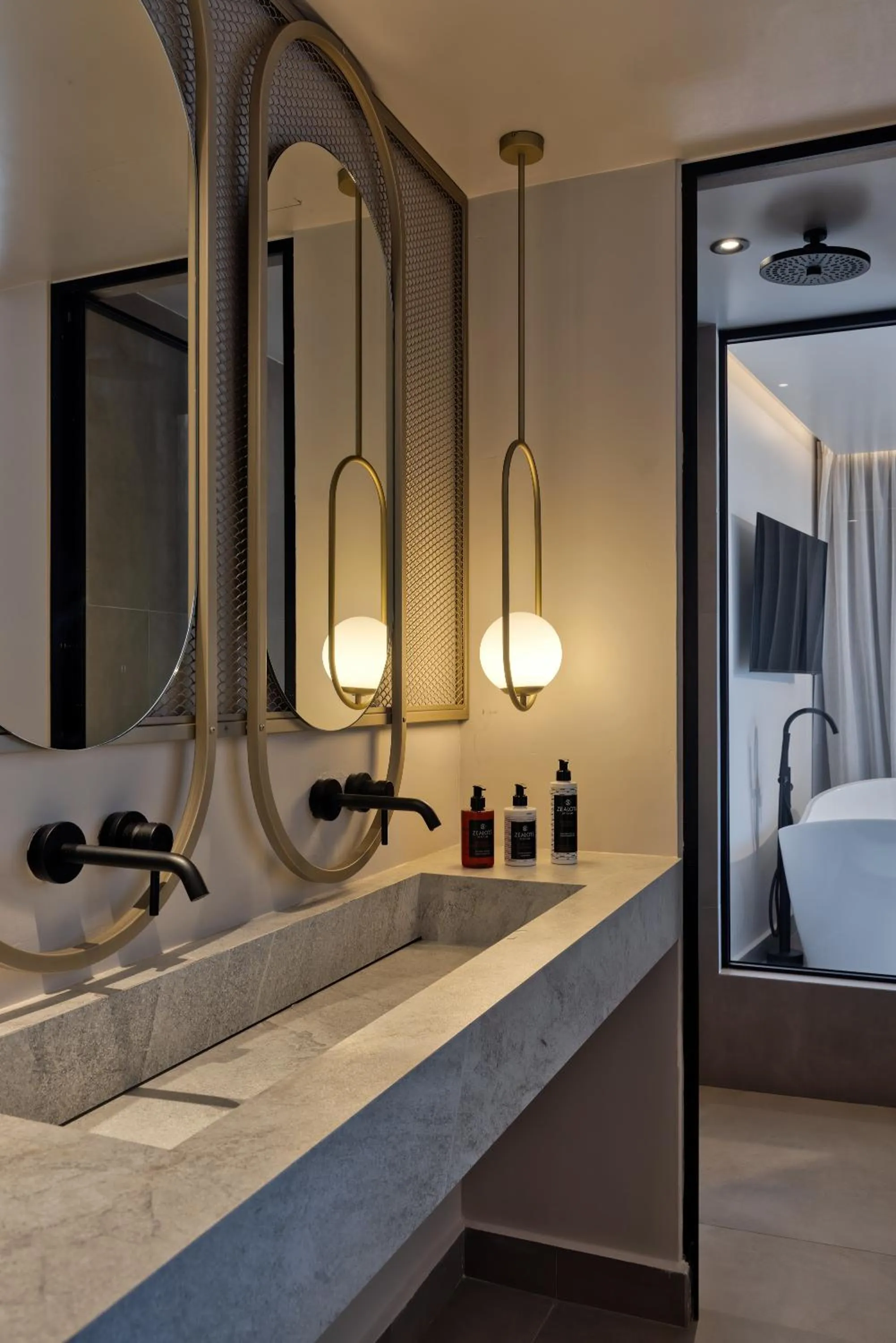 Bathroom, Bed in Castello Boutique Suites by the sea - Adults Only