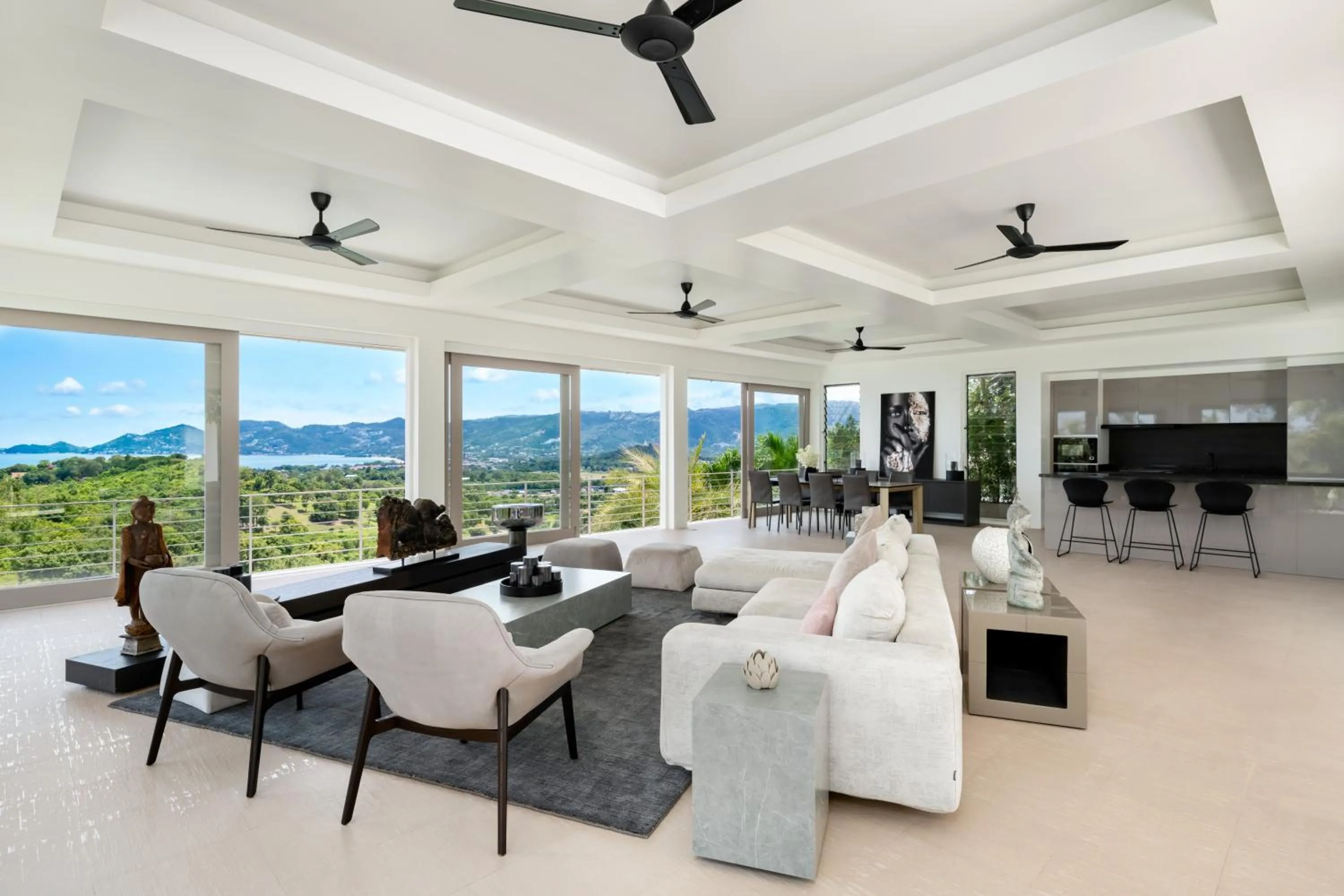 Communal lounge/ TV room in Villa Kohia, stunning sea views, breakfast, serviced daily, private dining service on request, North Chaweng