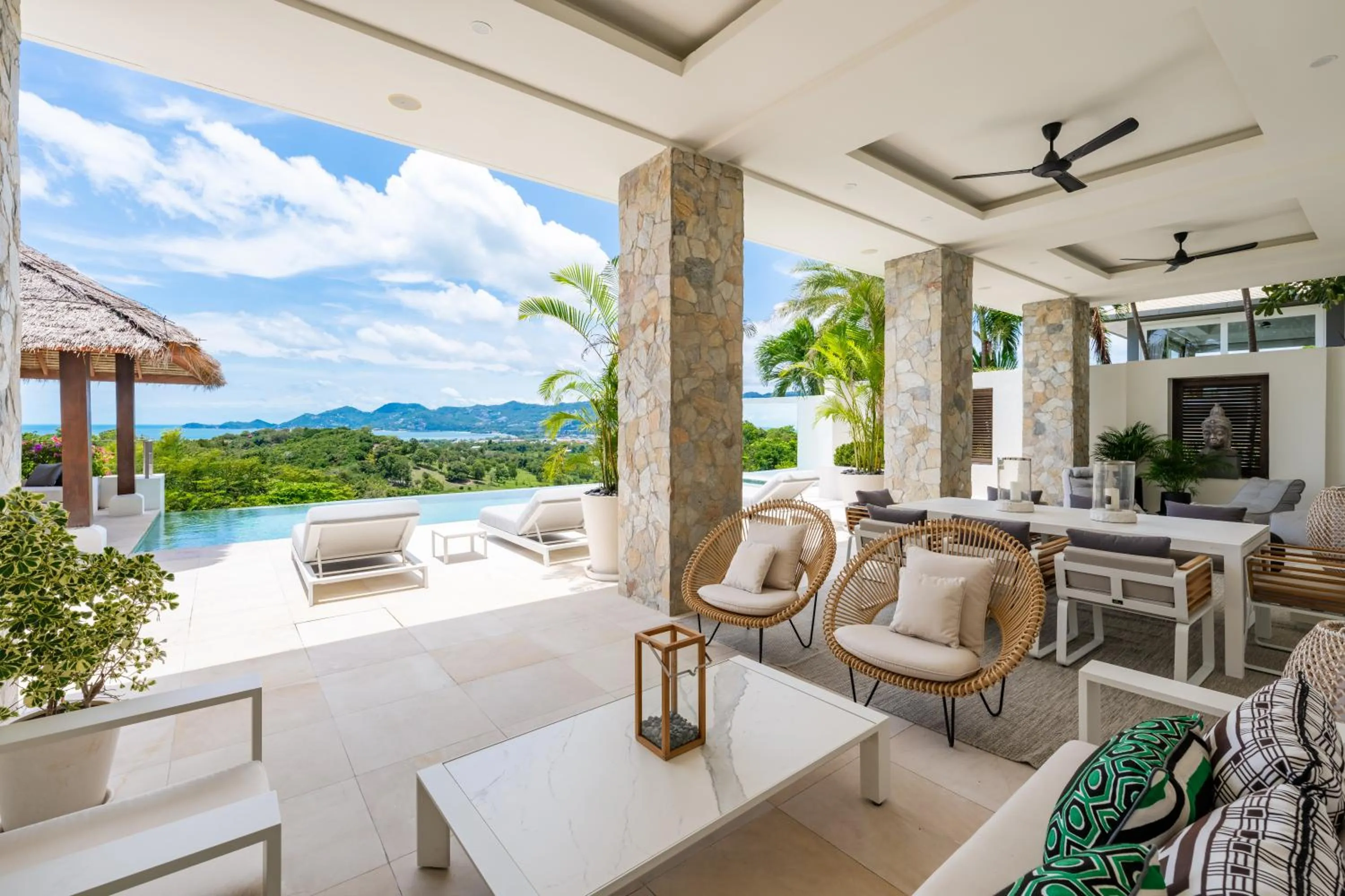 Patio in Villa Kohia, stunning sea views, breakfast, serviced daily, private dining service on request, North Chaweng