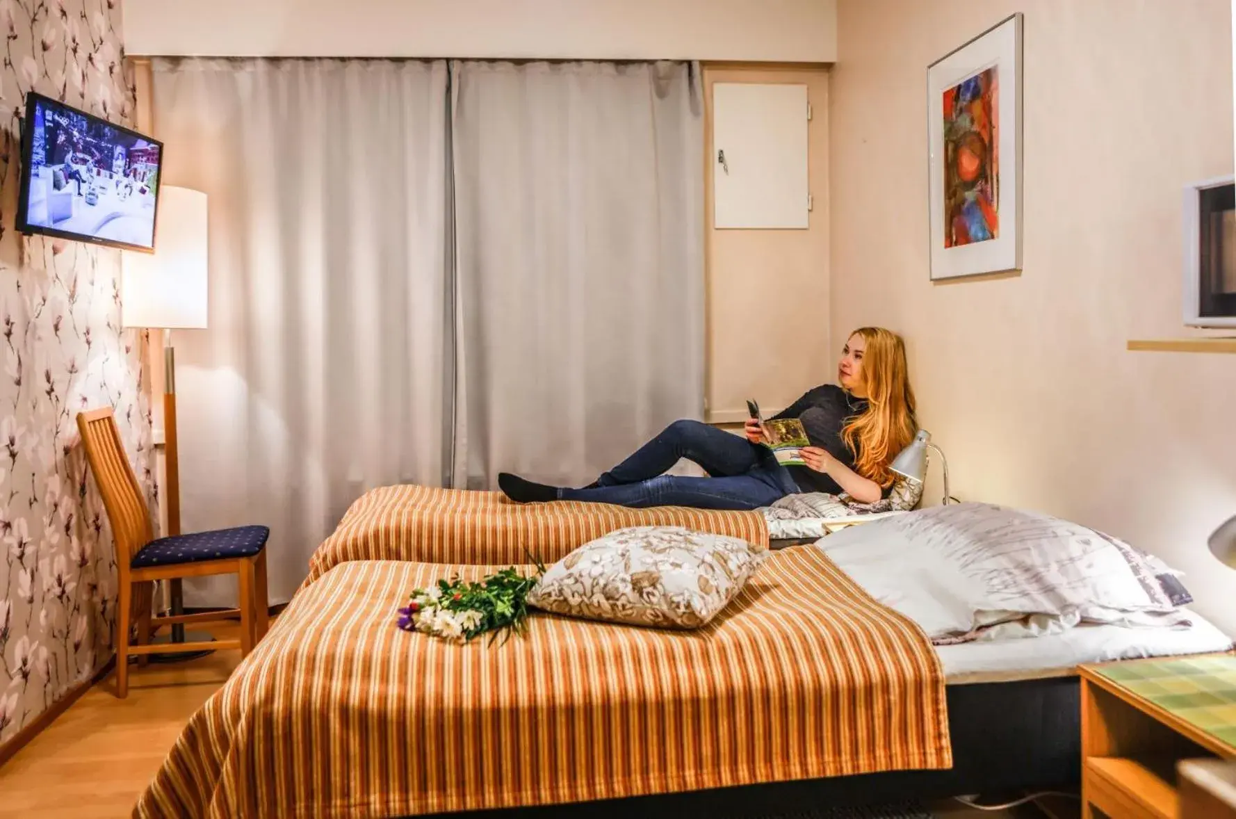 Twin Room with Bathroom - single occupancy in Huoneistohotelli Tarjanne Virrat Twin Room with Bathroom - single occupancy in Huoneistohotelli Tarjanne Virrat