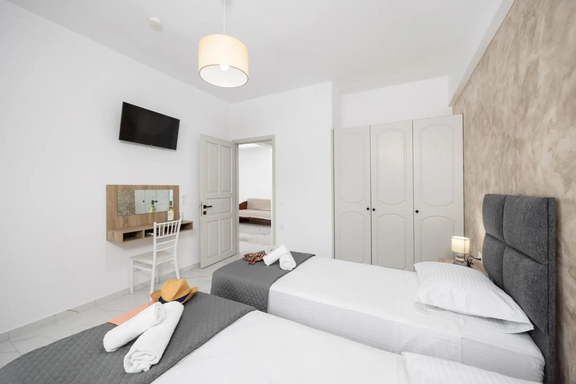 Bed in Kosmas Apartments