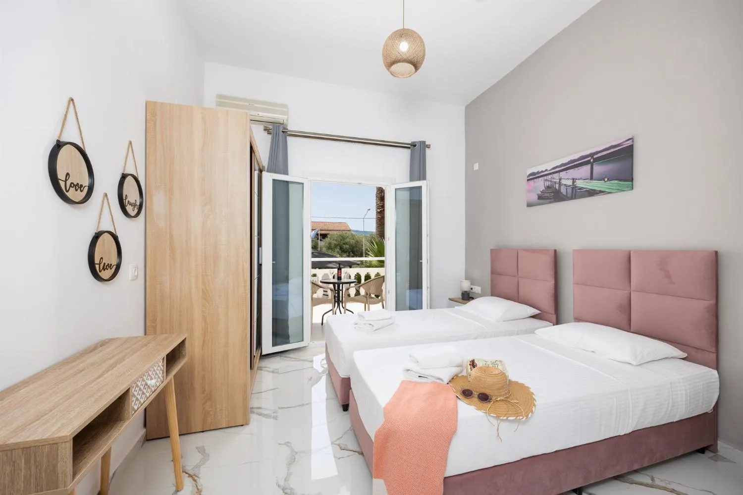 Bed in Kosmas Apartments