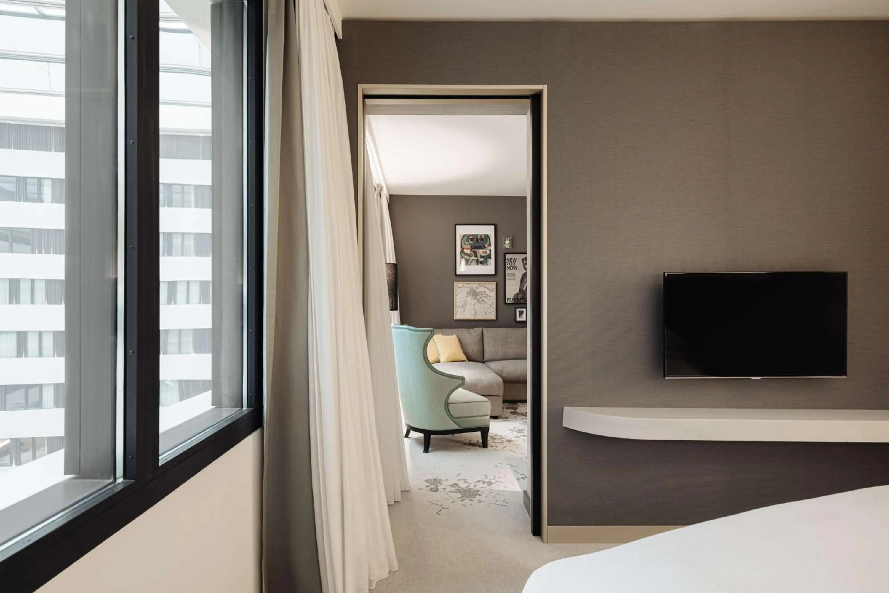 Living room, Bed in Hilton Amsterdam Airport Schiphol