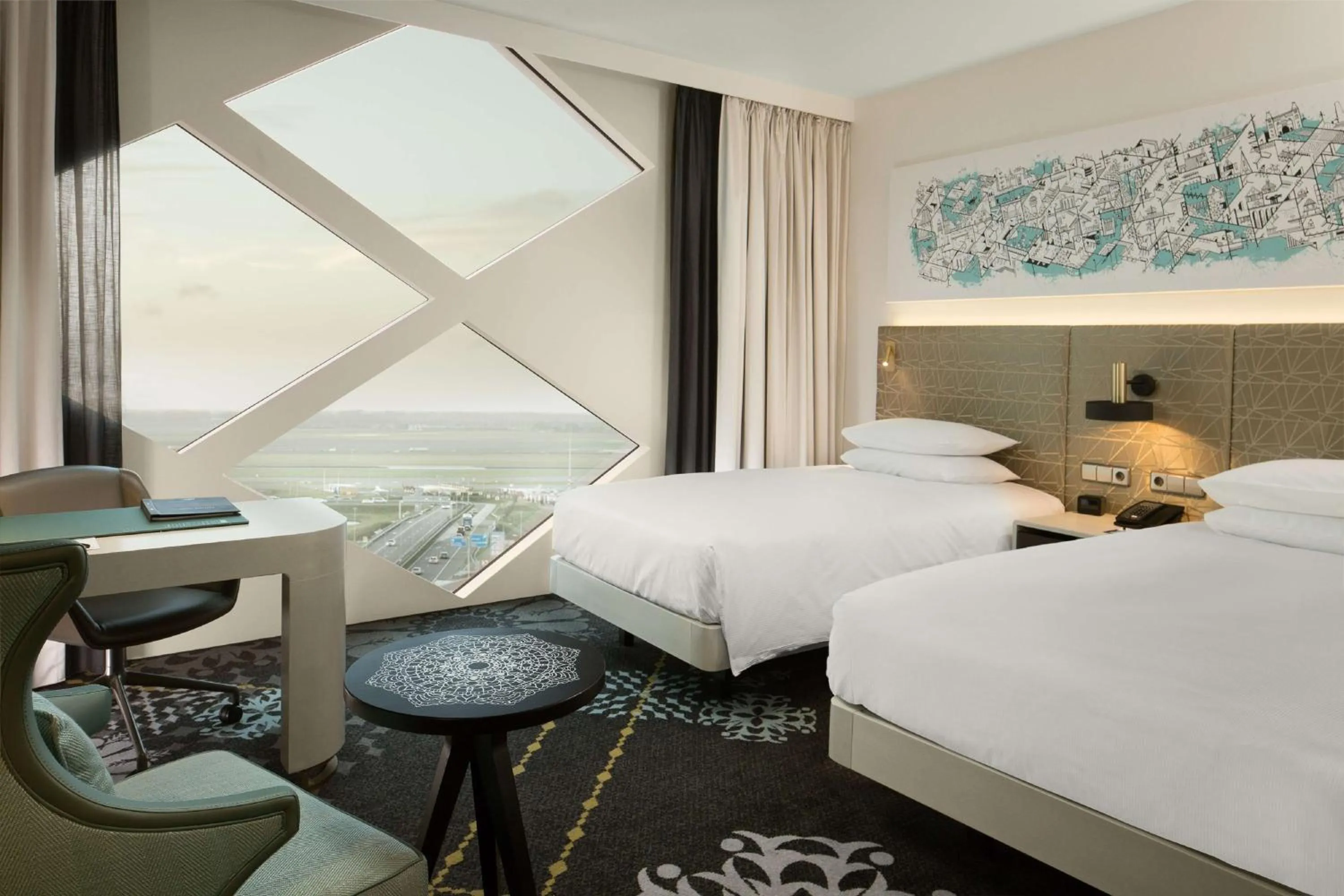 Bed in Hilton Amsterdam Airport Schiphol