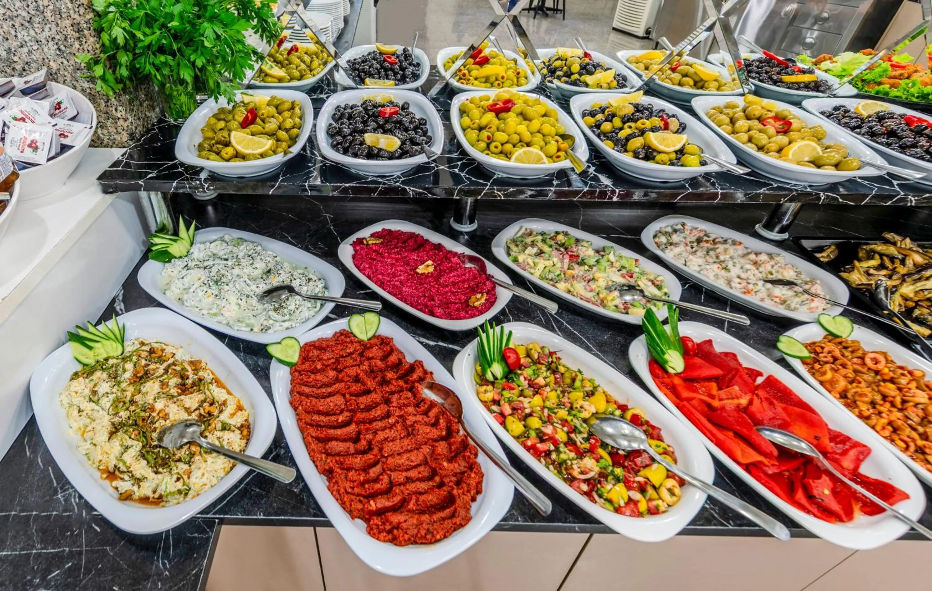 Buffet breakfast in Hamit Hotel Istanbul