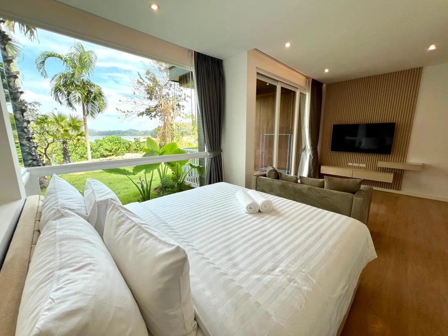 View (from property/room), Bed in Beachfront Bliss at Naiyang Phuket by ALPHATEL