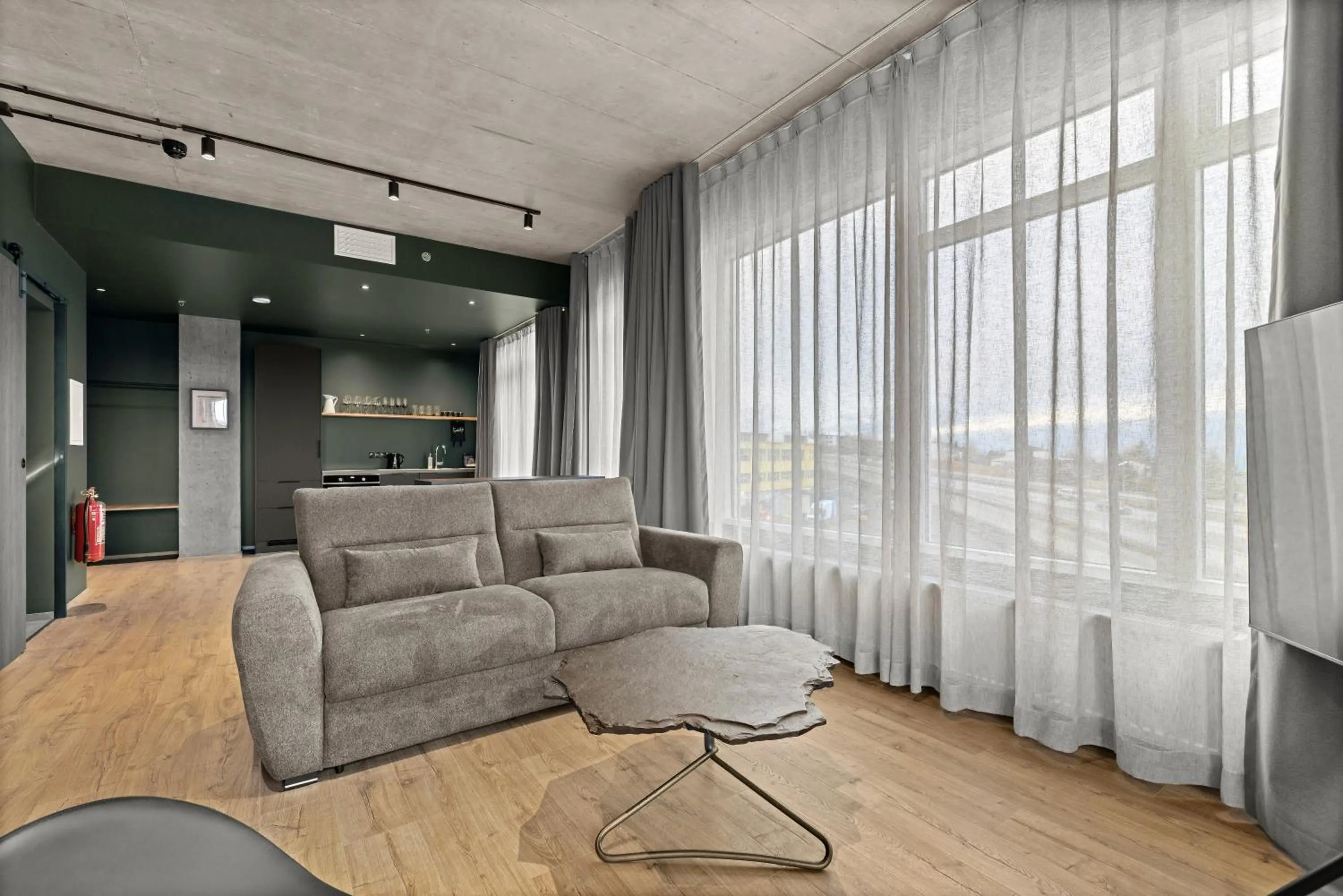 Living room in Aurora Nooks Apartments by Heimaleiga