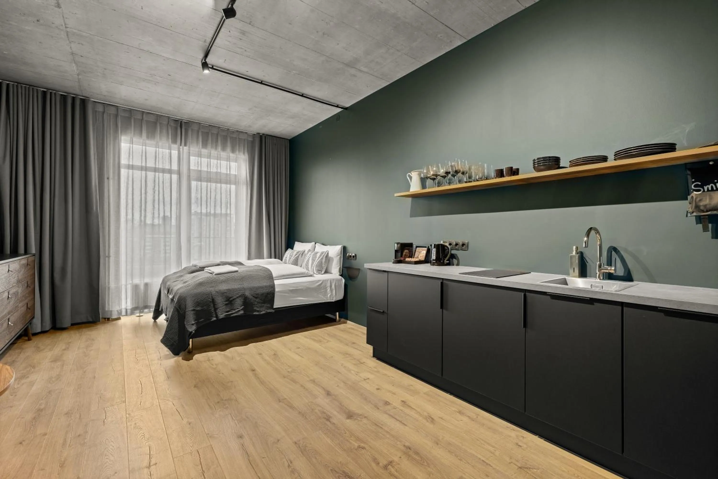 Bed in Aurora Nooks Apartments by Heimaleiga