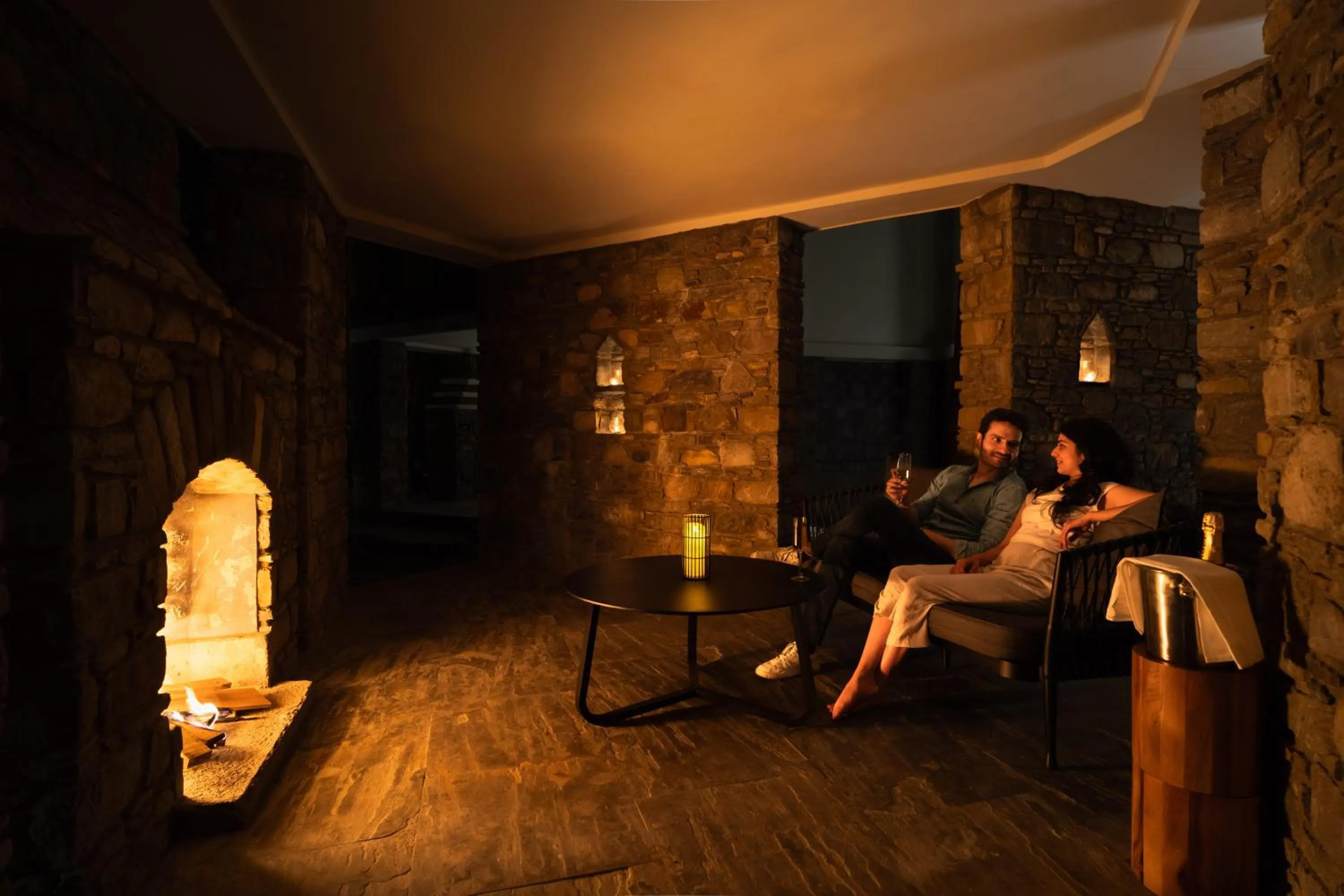 fireplace in ZANA Luxury Suites and Cottages, Dhikuli, Jim Corbett