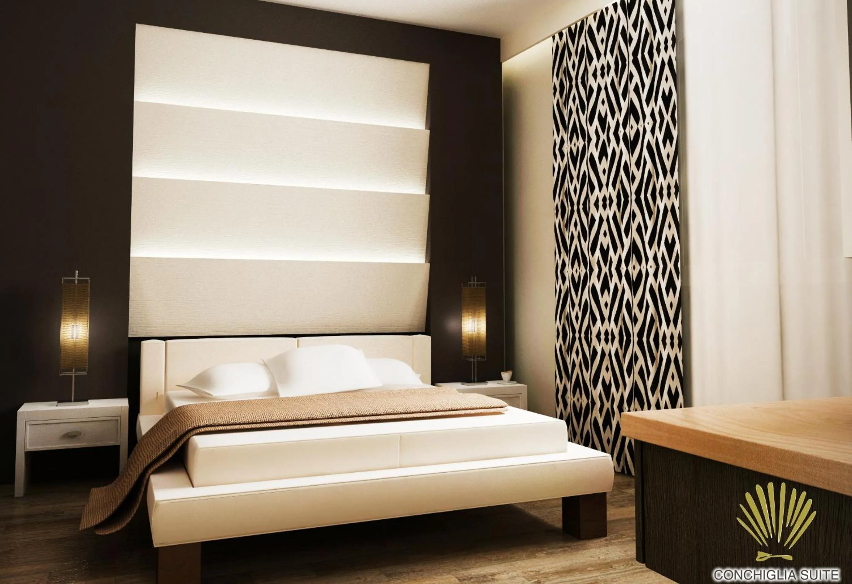 Decorative detail, Bed in Conchiglia Suite