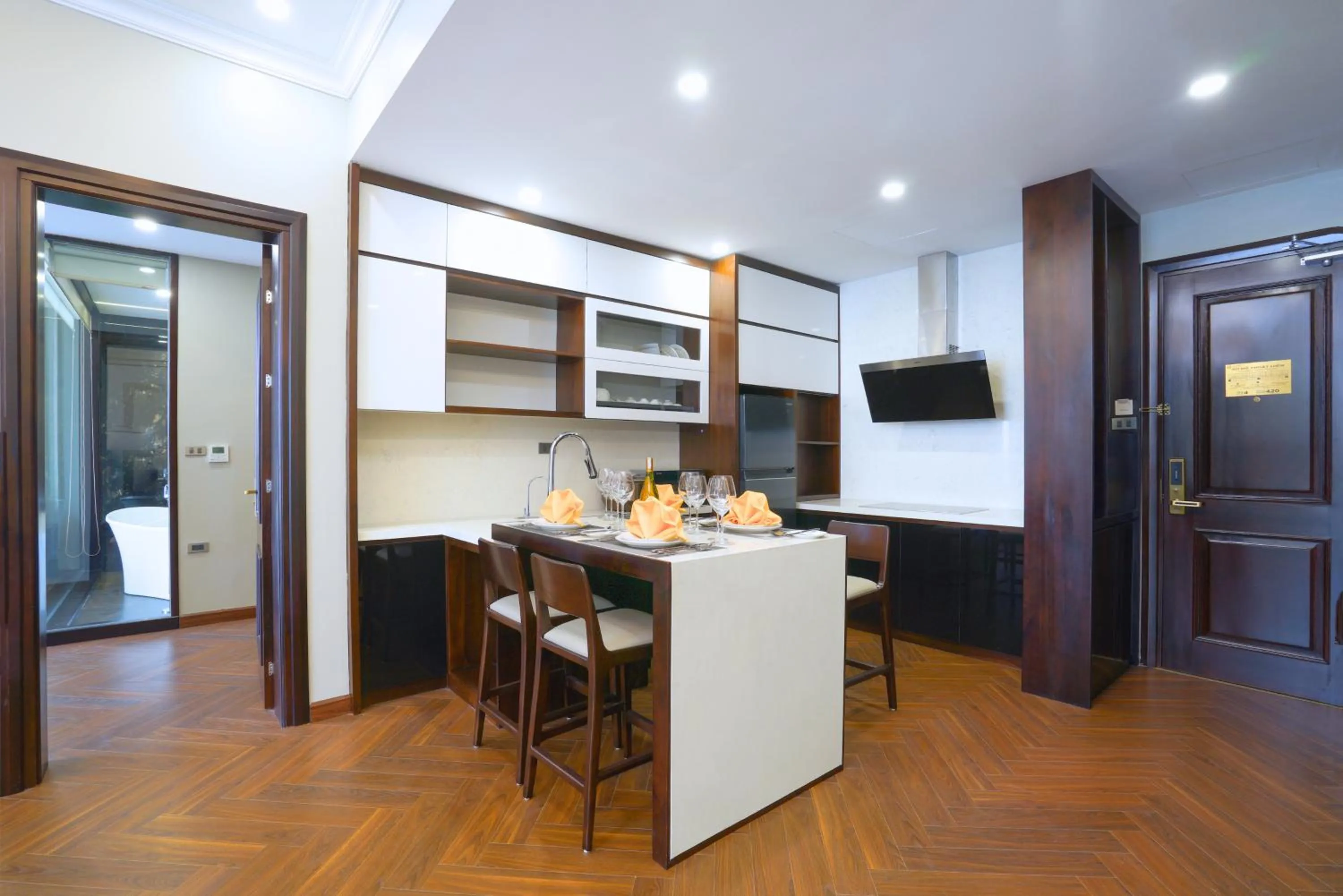 Kitchen or kitchenette in Adamo Hotel Hung Yen - Free Daily Access To The Jimjilbang