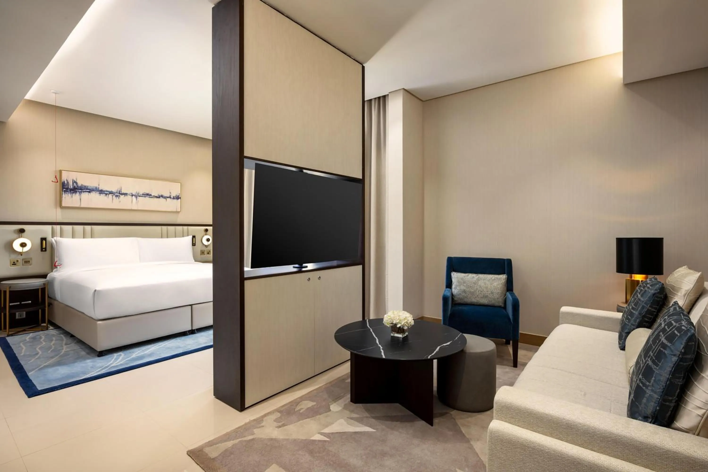 Living room, Bed in Hilton Bahrain City Centre Hotel & Residences