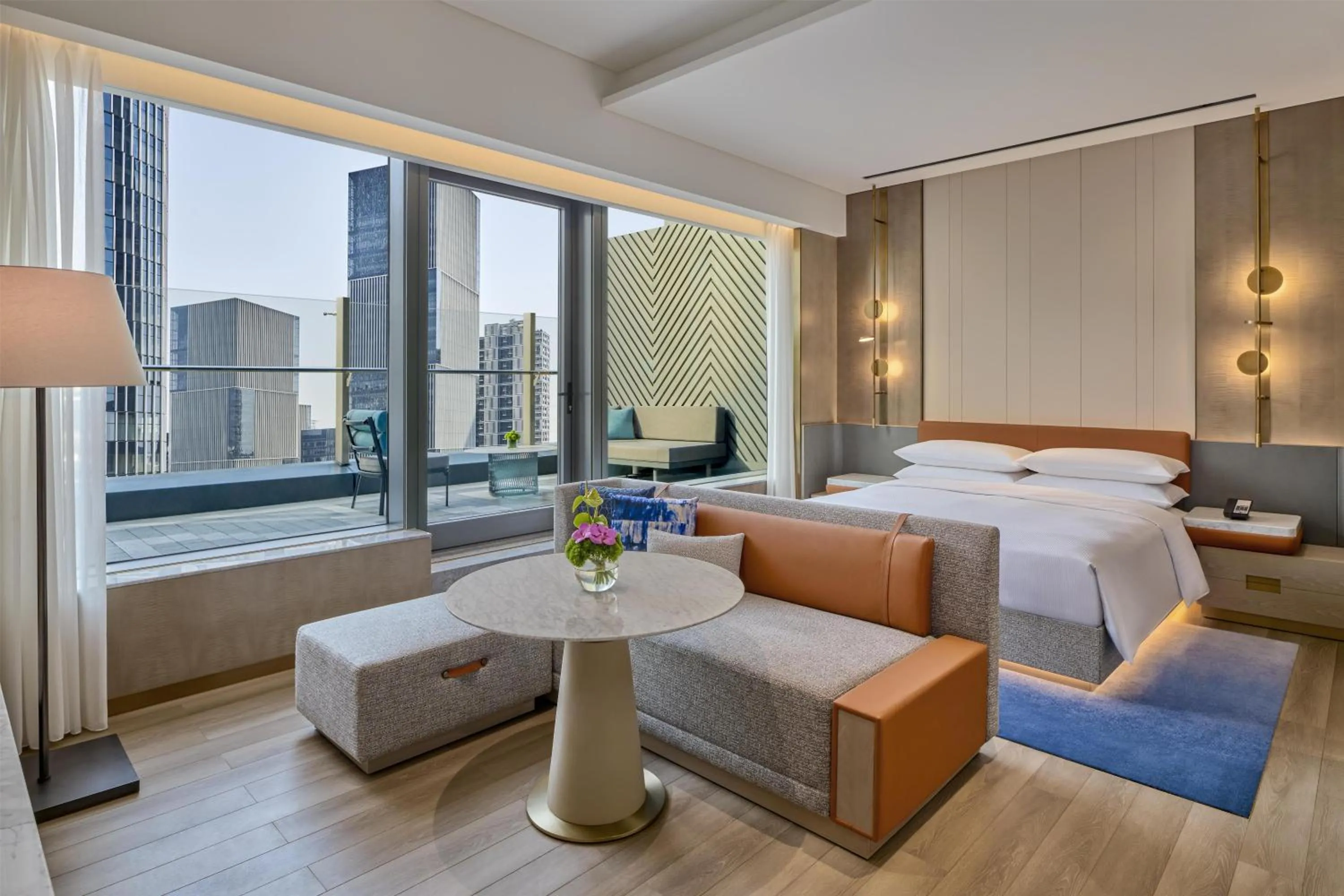 Living room, Bed in Hilton Shanghai Zhangjiang Science City