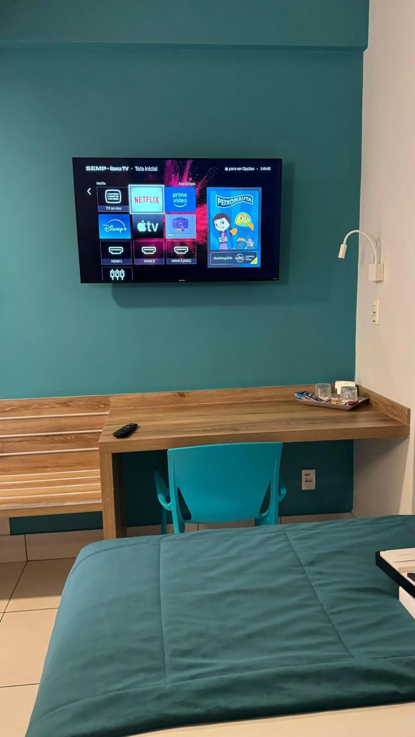 TV and multimedia, Bed in Mega Moda Goiania Hotel TV and multimedia, Bed in Mega Moda Goiania Hotel