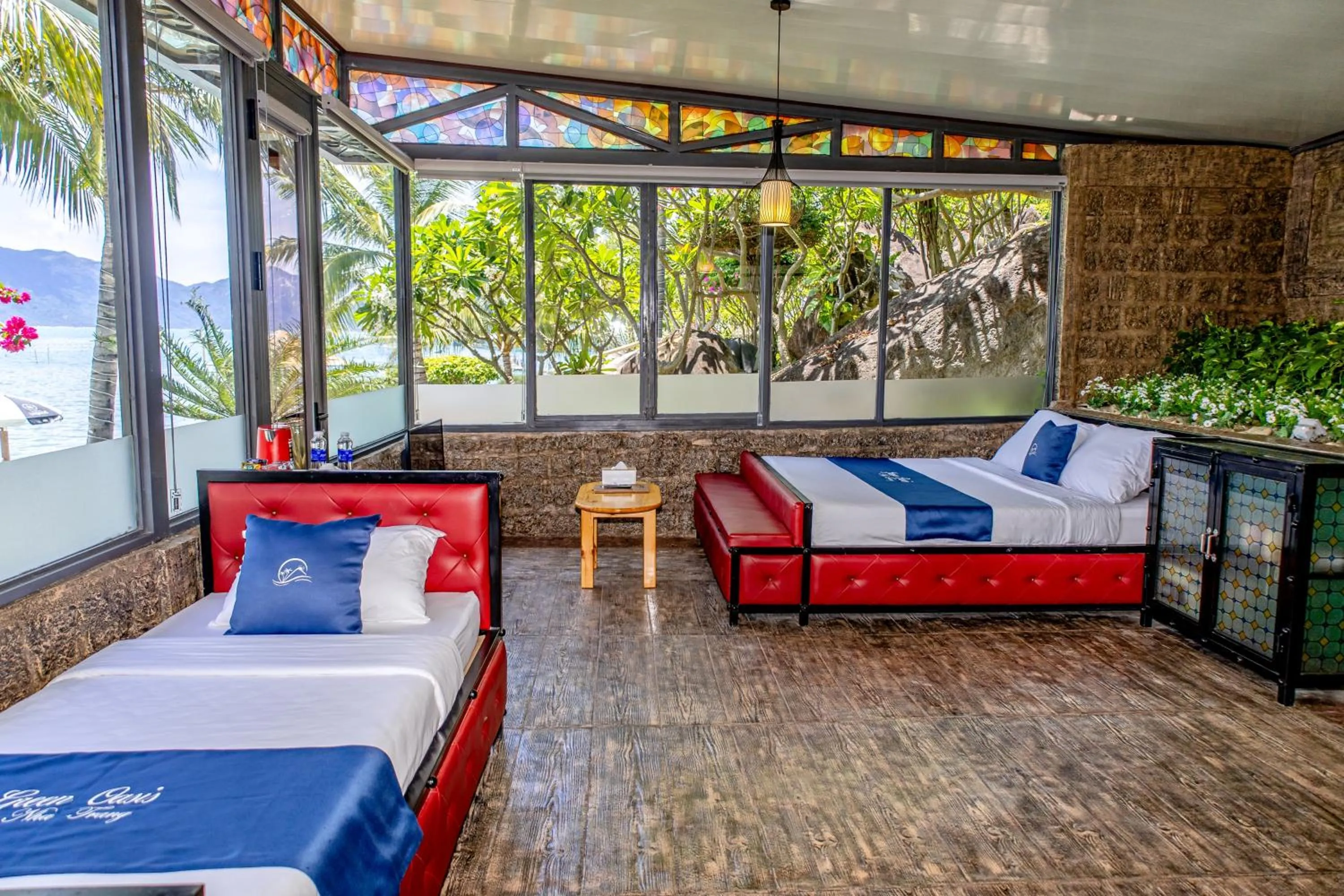 View (from property/room), Bed in Green Oasis Nha Trang Resort