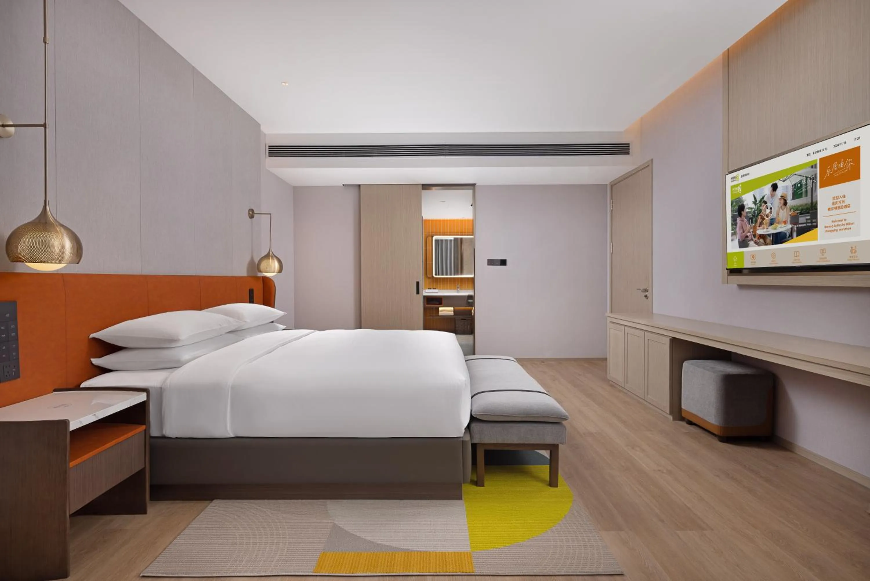 Photo of the whole room, Bed in Home2 Suite by Hilton Chongqing Wanzhou