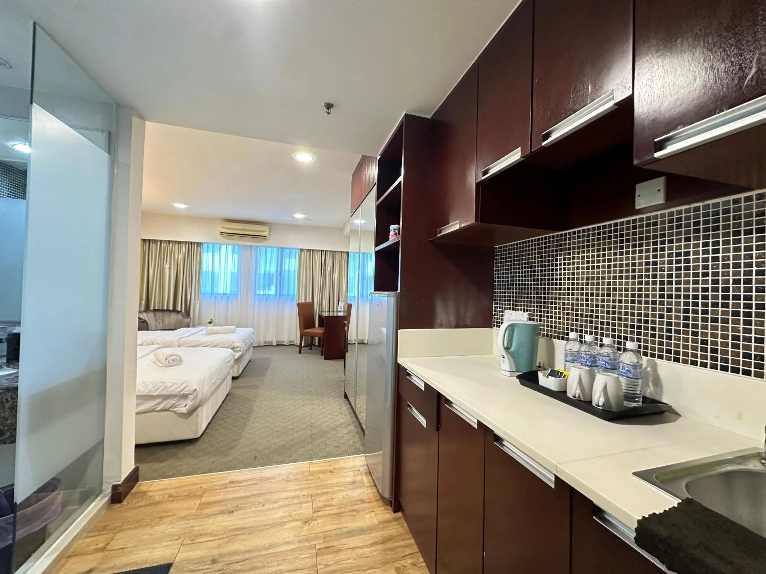 Kitchen or kitchenette, Bed in South China Sea Place by Kinabina Homestay