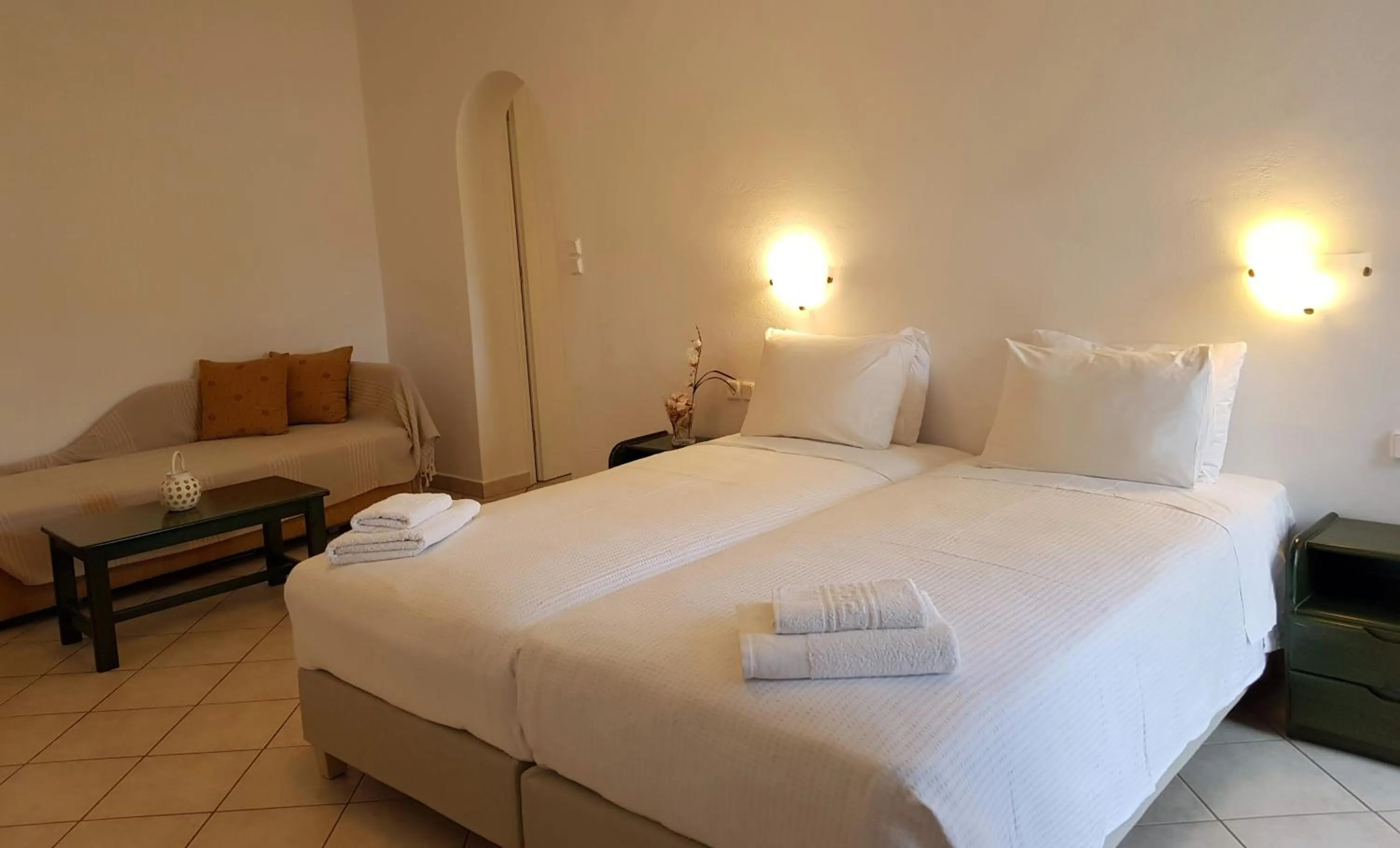 Bed in Paros Paradise Apartments