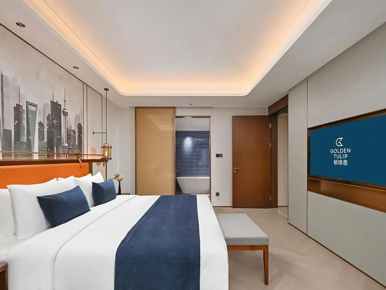 Bedroom, Bed in Shanghai Hongqiao Yankuang Tulip Hotel Bedroom, Bed in Shanghai Hongqiao Yankuang Tulip Hotel
