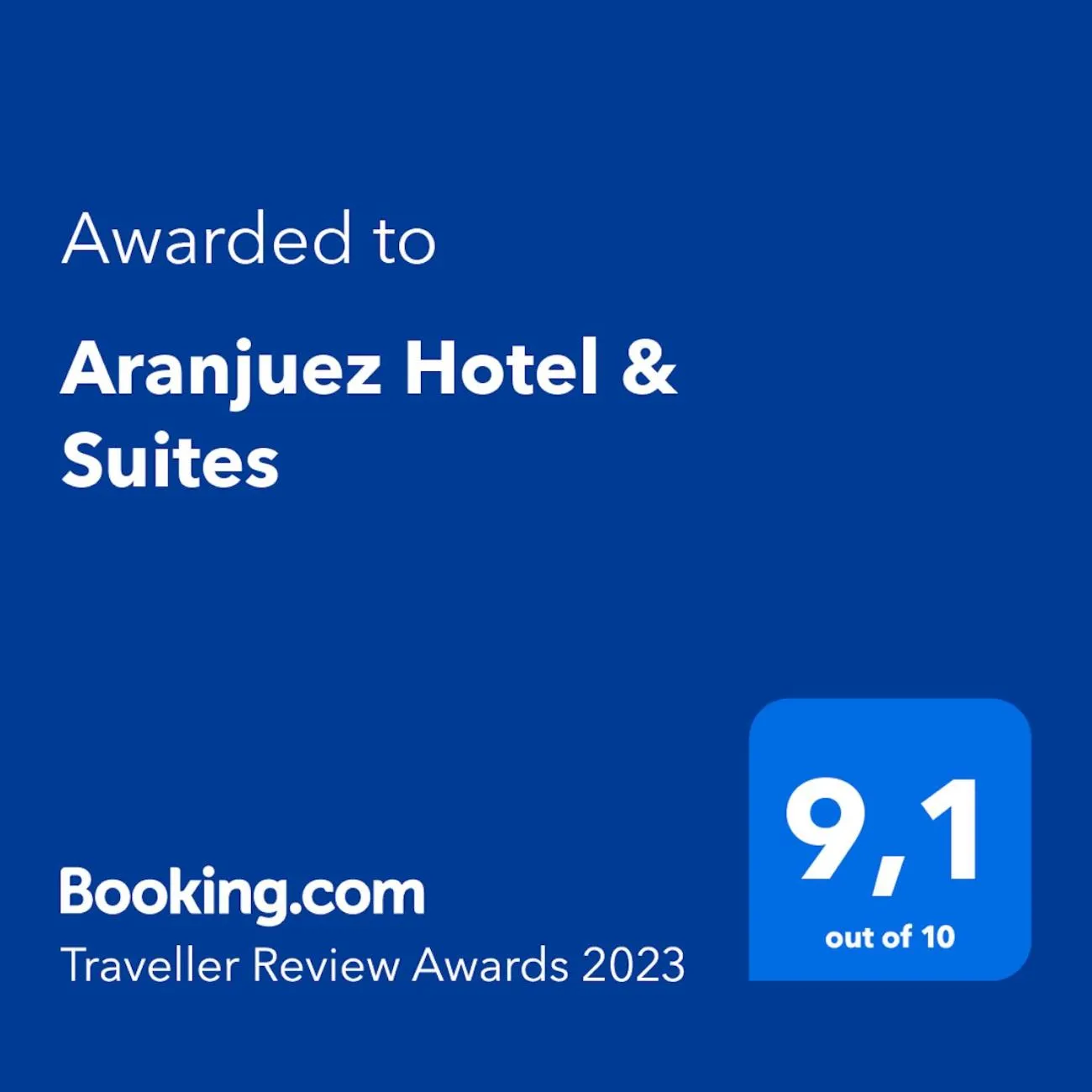 Certificate/Award in Aranjuez Hotel & Suites