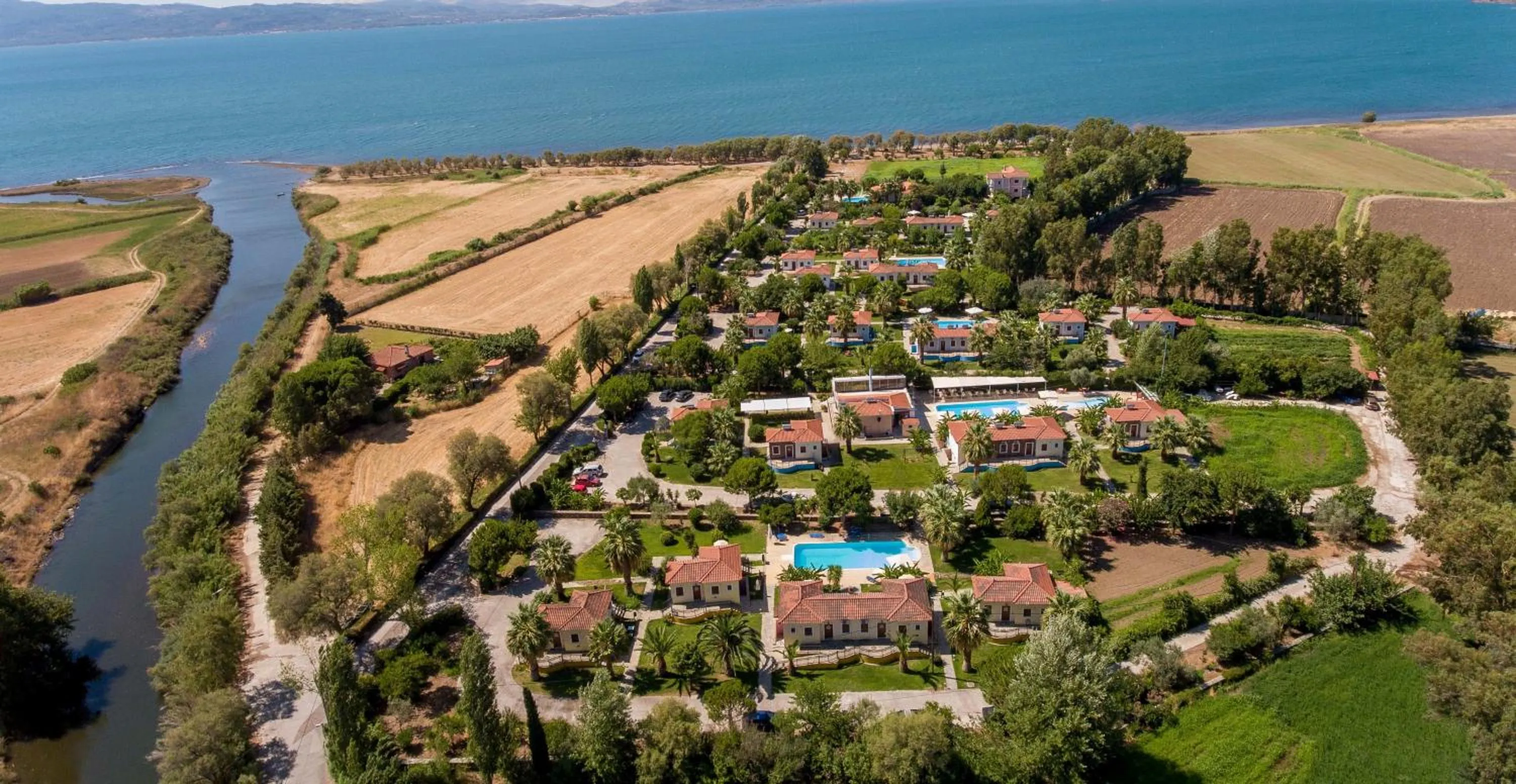Bird's eye view in Kalloni village apartments