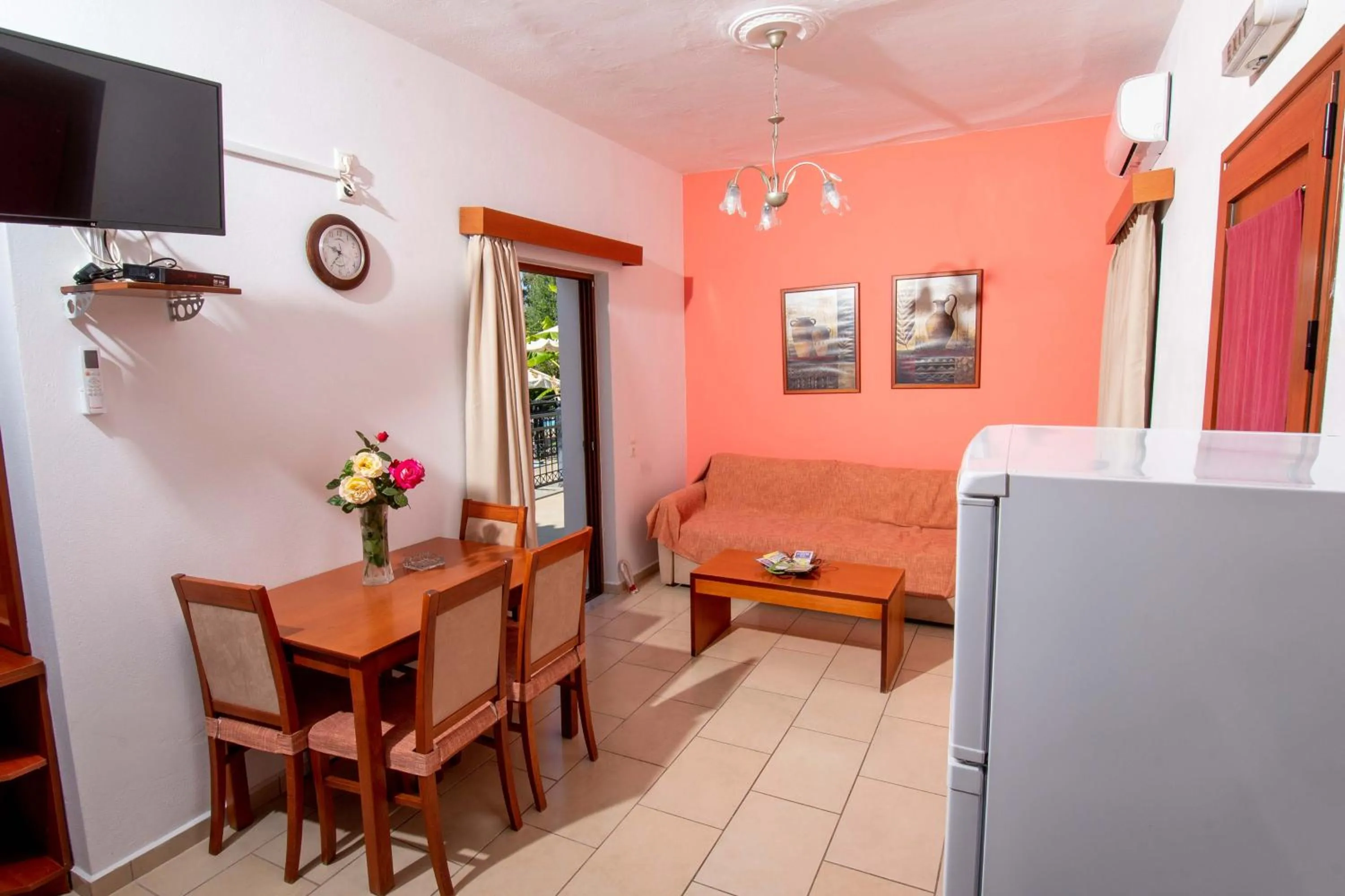 Seating area in Kalloni village apartments