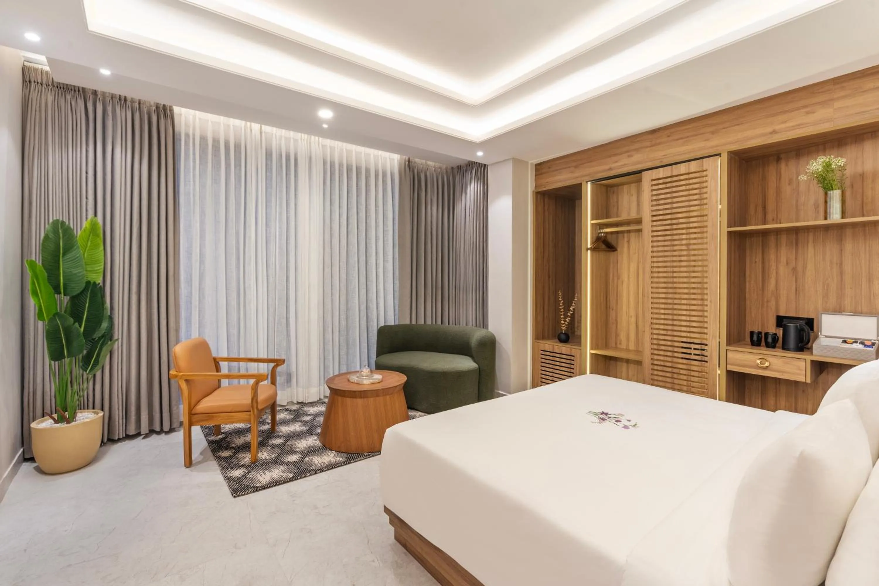 View (from property/room), Bed in ZANA by the Ganges, Tapovan, Rishikesh