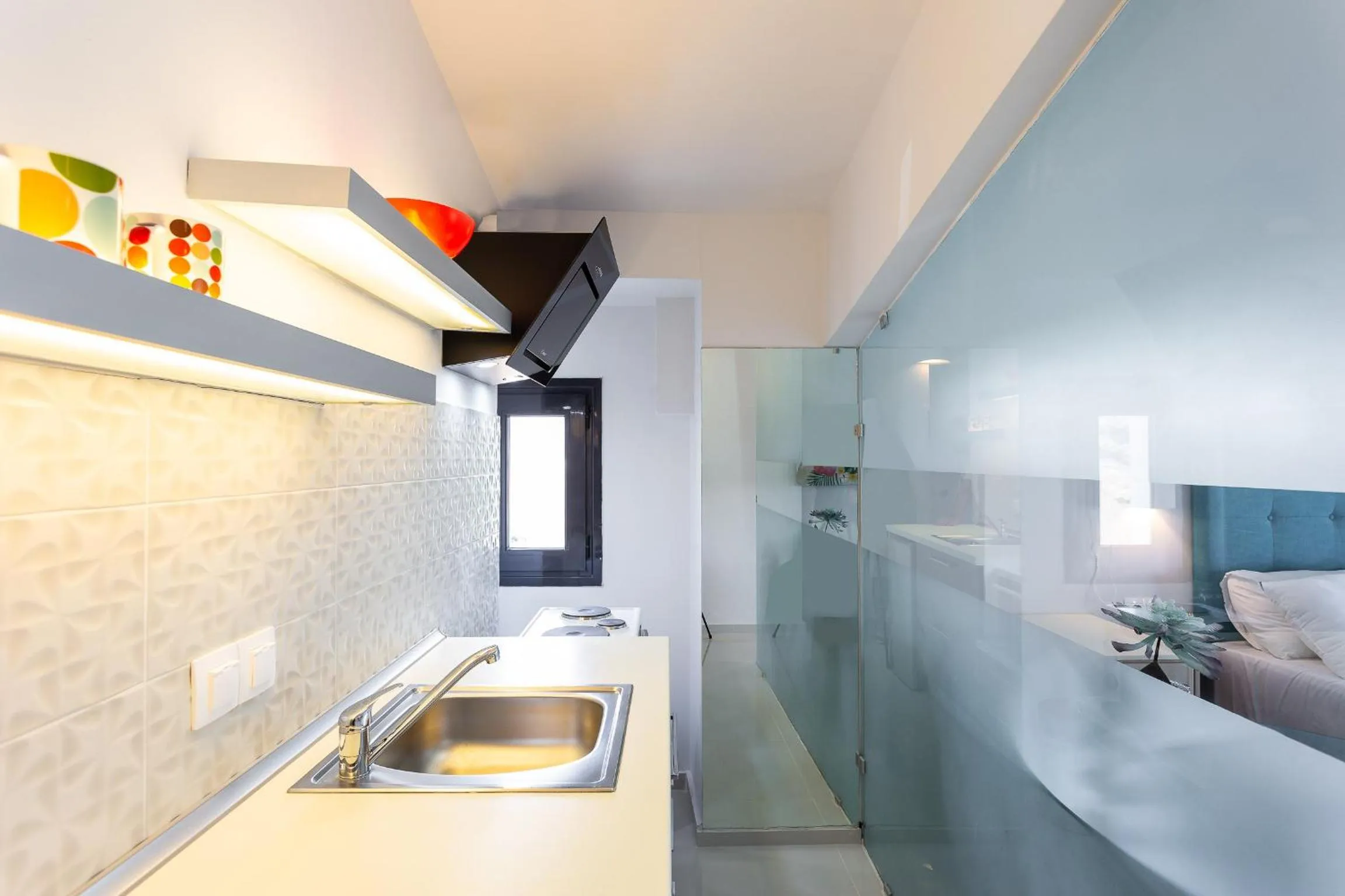 Kitchen or kitchenette, Bed in Rethymno Hills Apartments