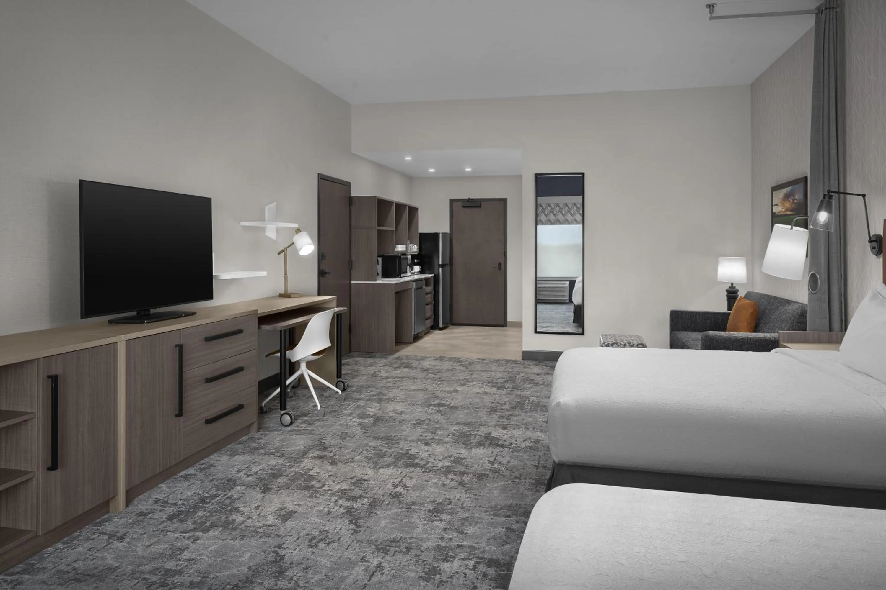 Living room, Bed in Home2 Suites By Hilton Ramsey
