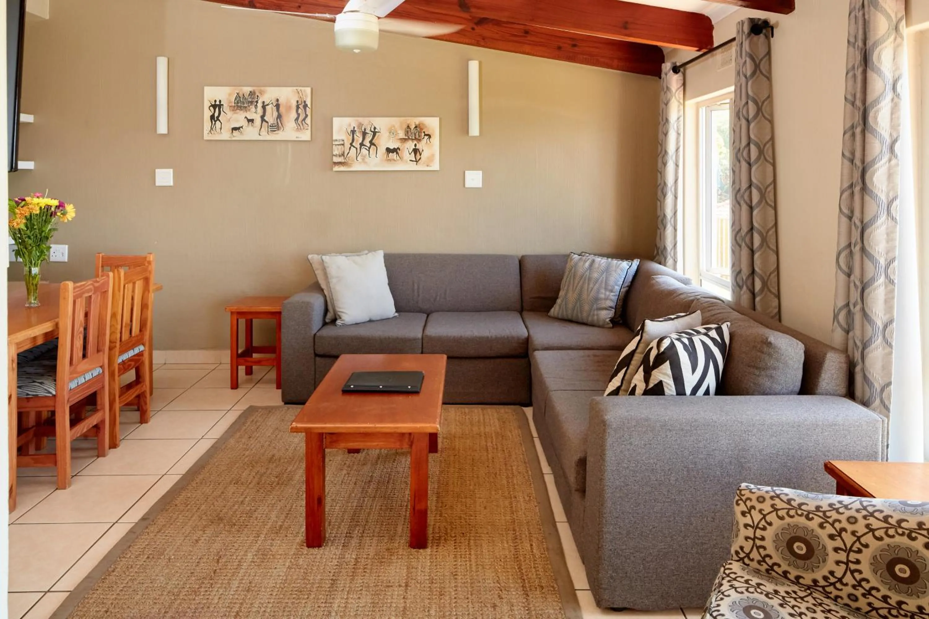 Seating area in First Group Chaka's Rock Chalets