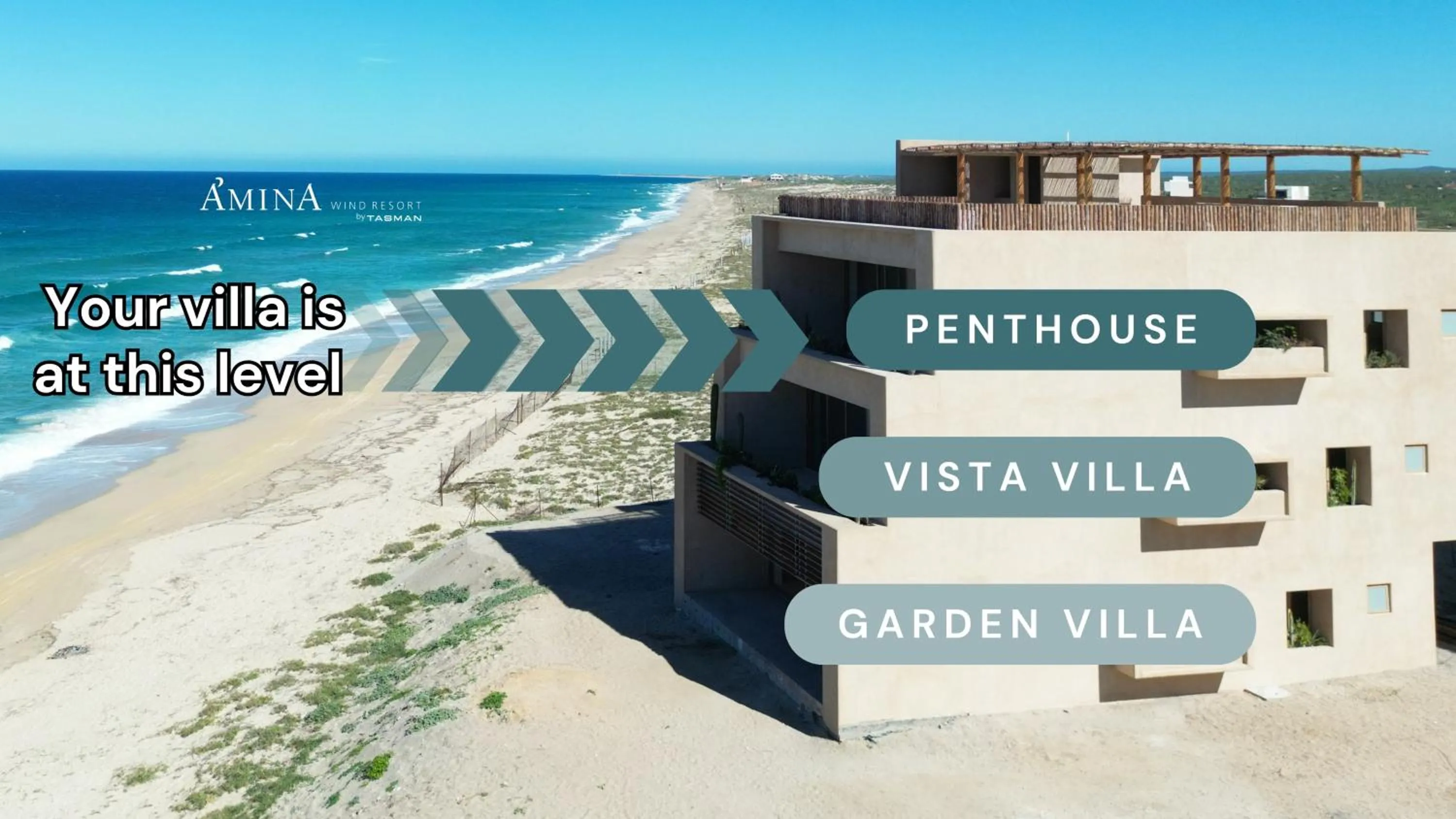 Text overlay in Amina Wind Resort by Tasman