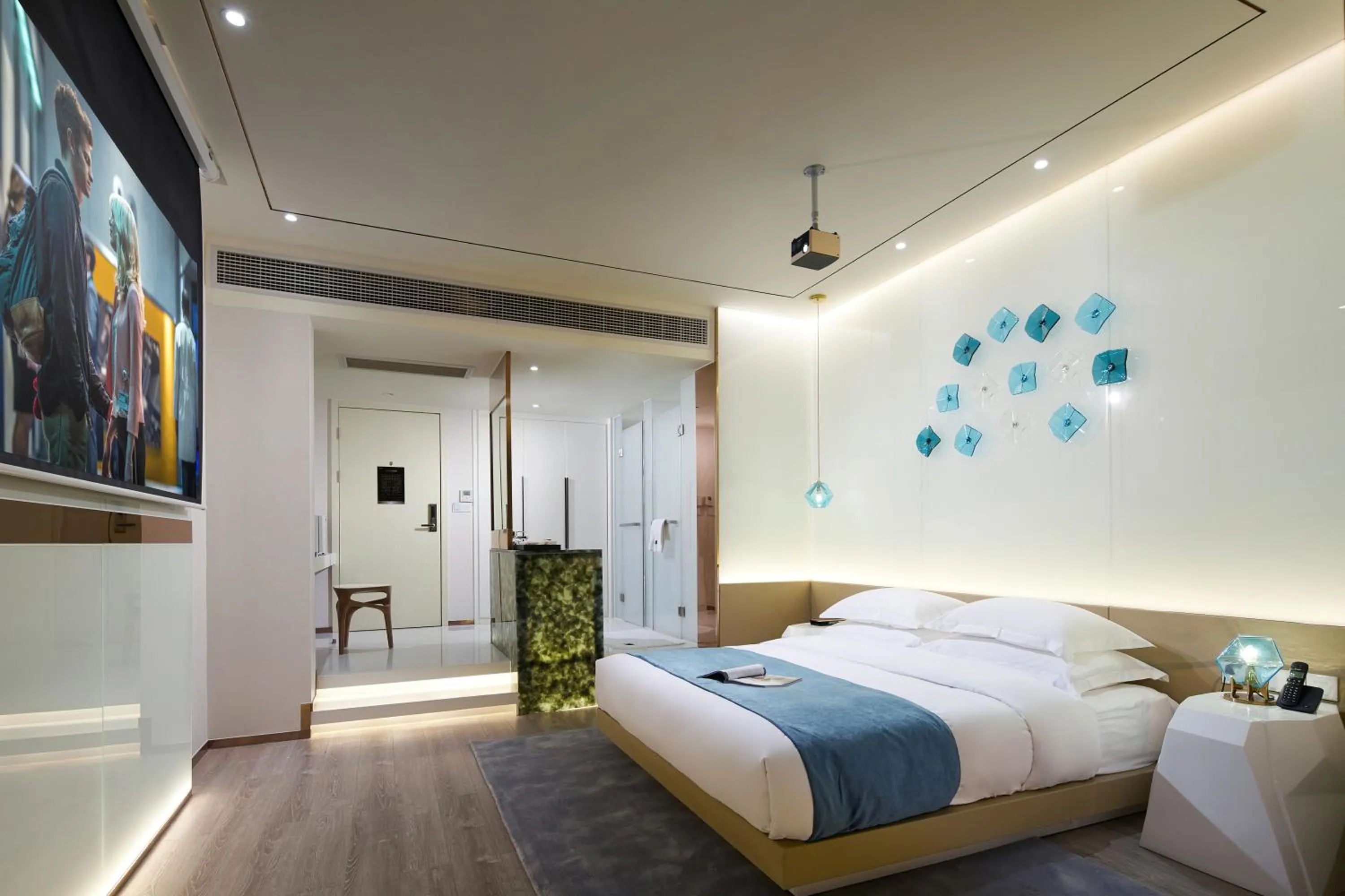 Bed in m58 Sky Sunset Hotel-Chongqing jiefangbei Yuanduan Zhiyan
