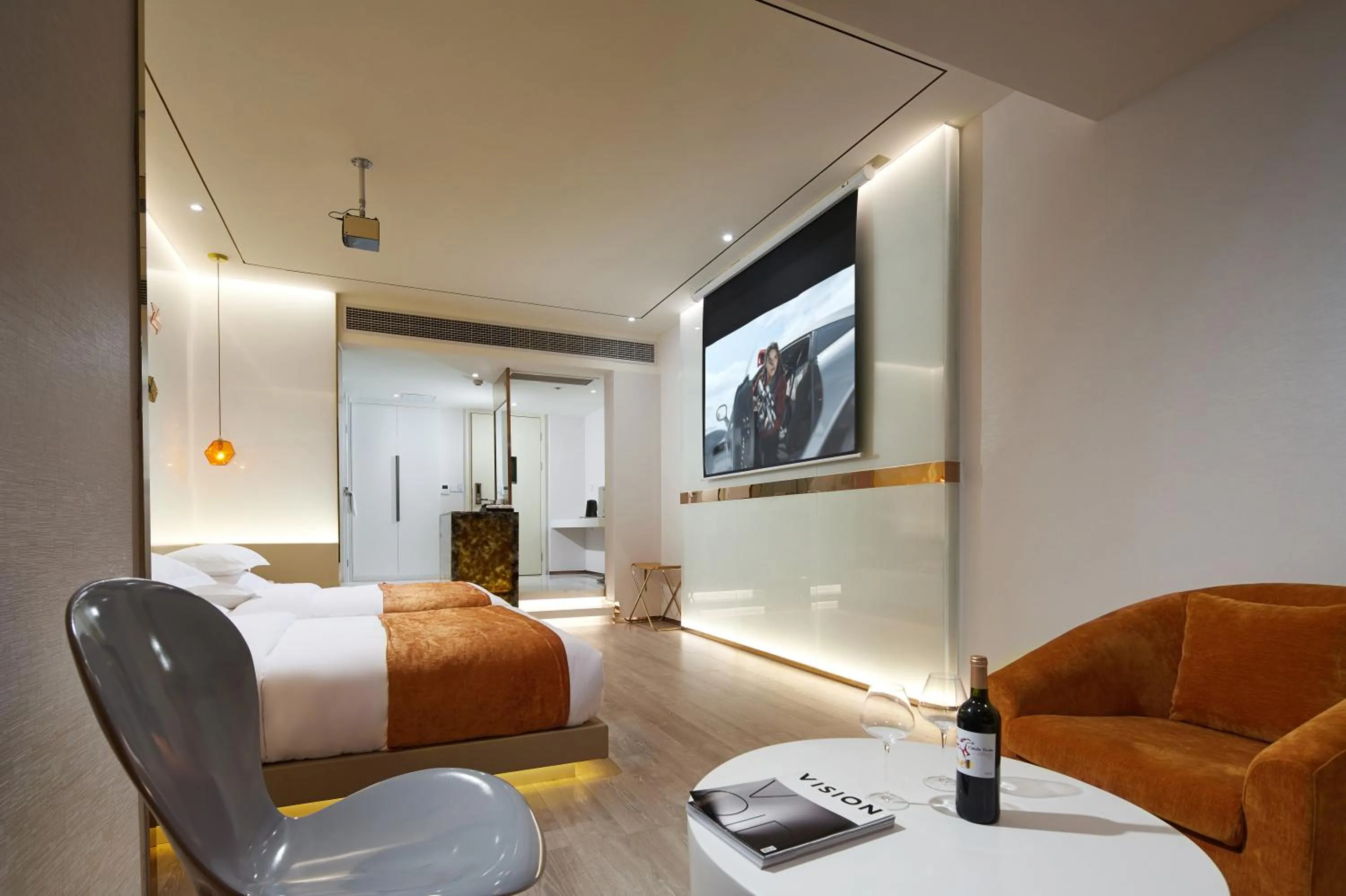Bed in m58 Sky Sunset Hotel-Chongqing jiefangbei Yuanduan Zhiyan