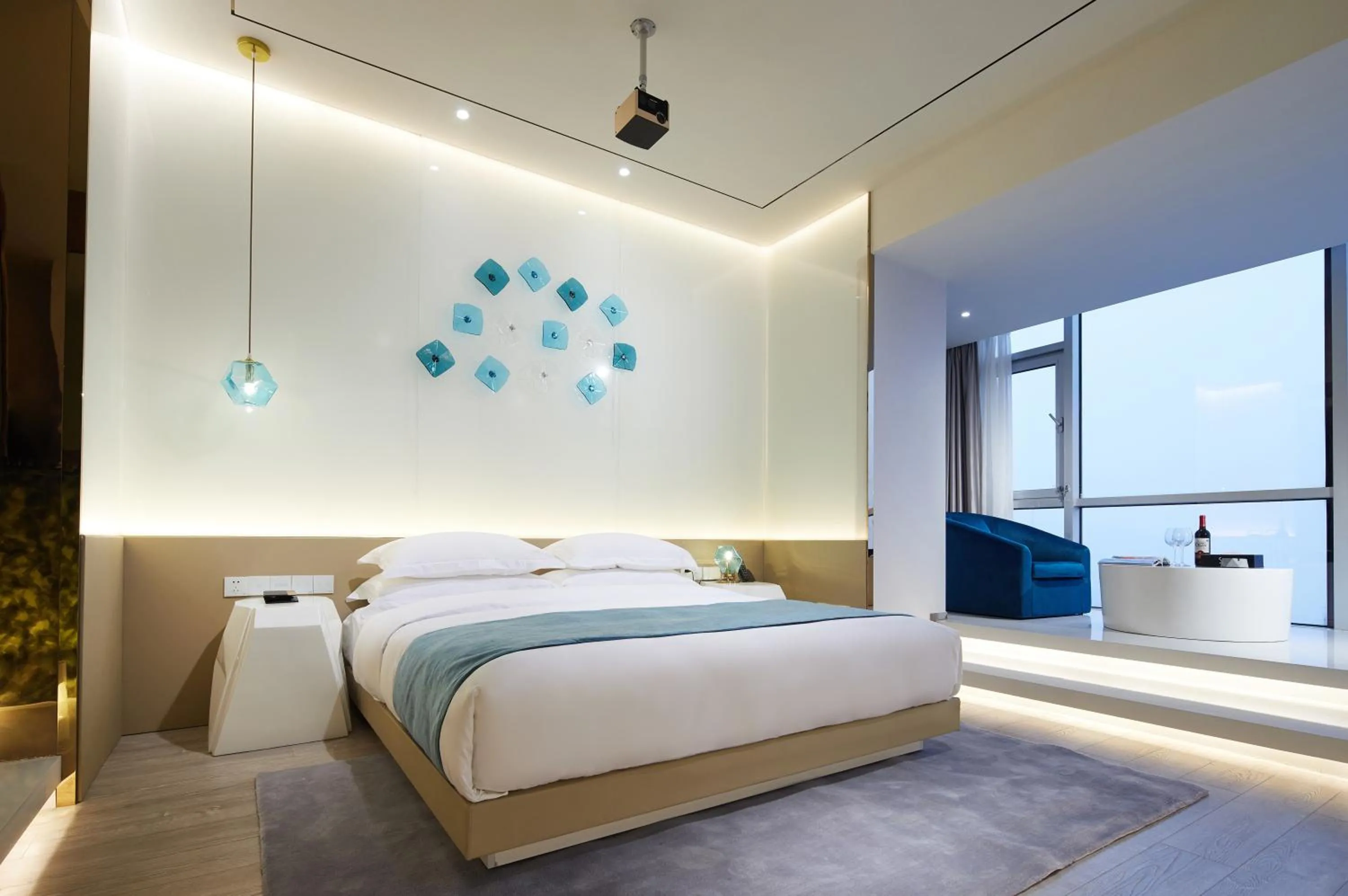 Bed in m58 Sky Sunset Hotel-Chongqing jiefangbei Yuanduan Zhiyan