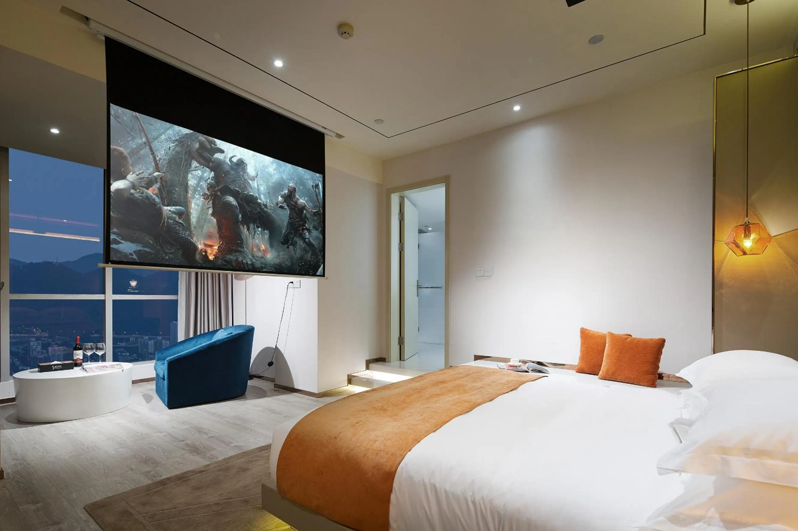 Bed in m58 Sky Sunset Hotel-Chongqing jiefangbei Yuanduan Zhiyan