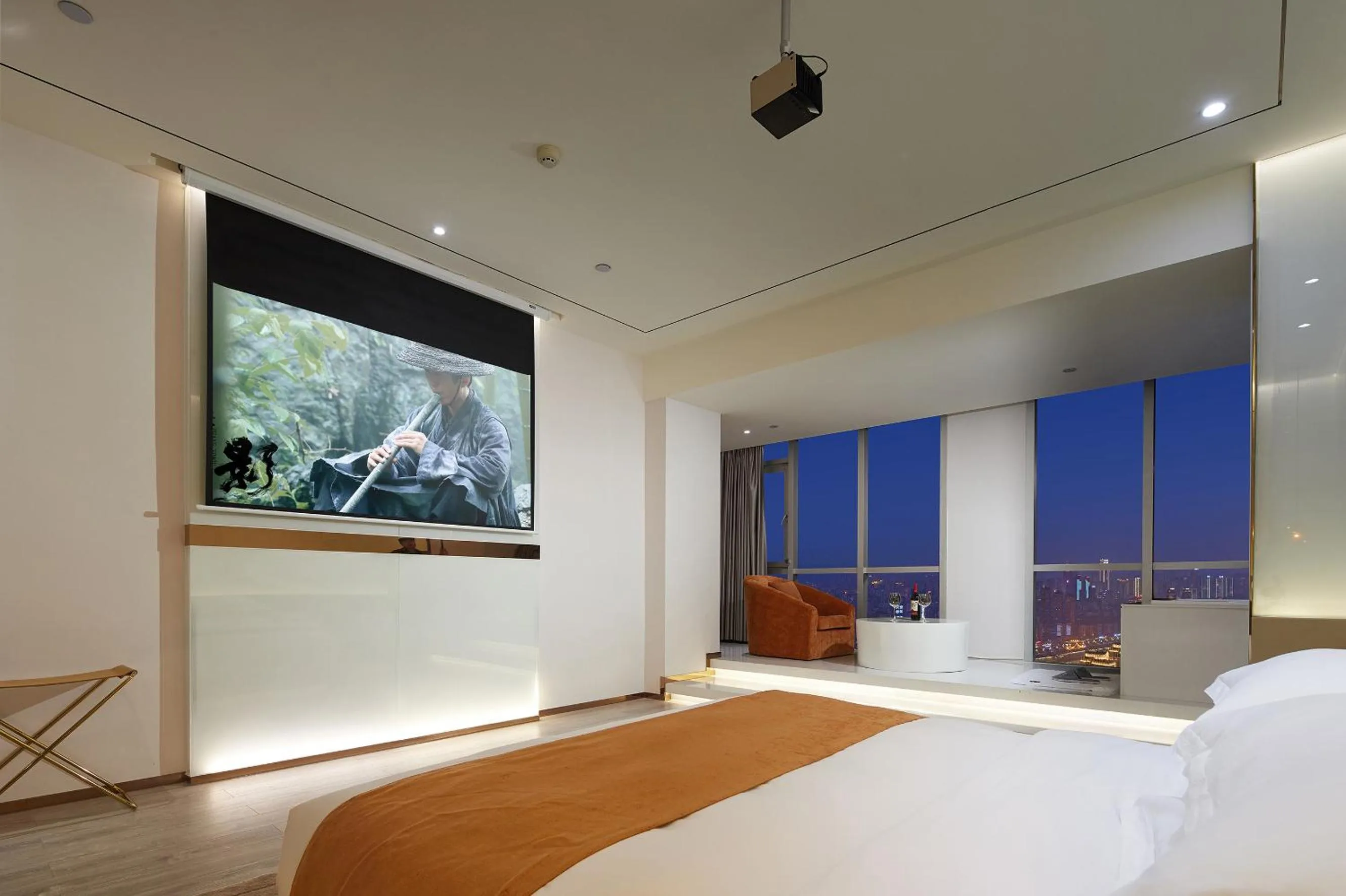 Seating area, Bed in m58 Sky Sunset Hotel-Chongqing jiefangbei Yuanduan Zhiyan