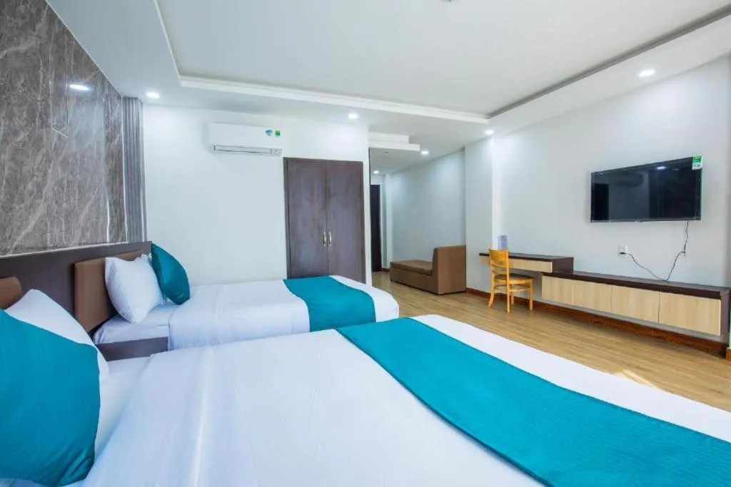 Bedroom, Bed in Blue Ocean Beachside Hotel Danang