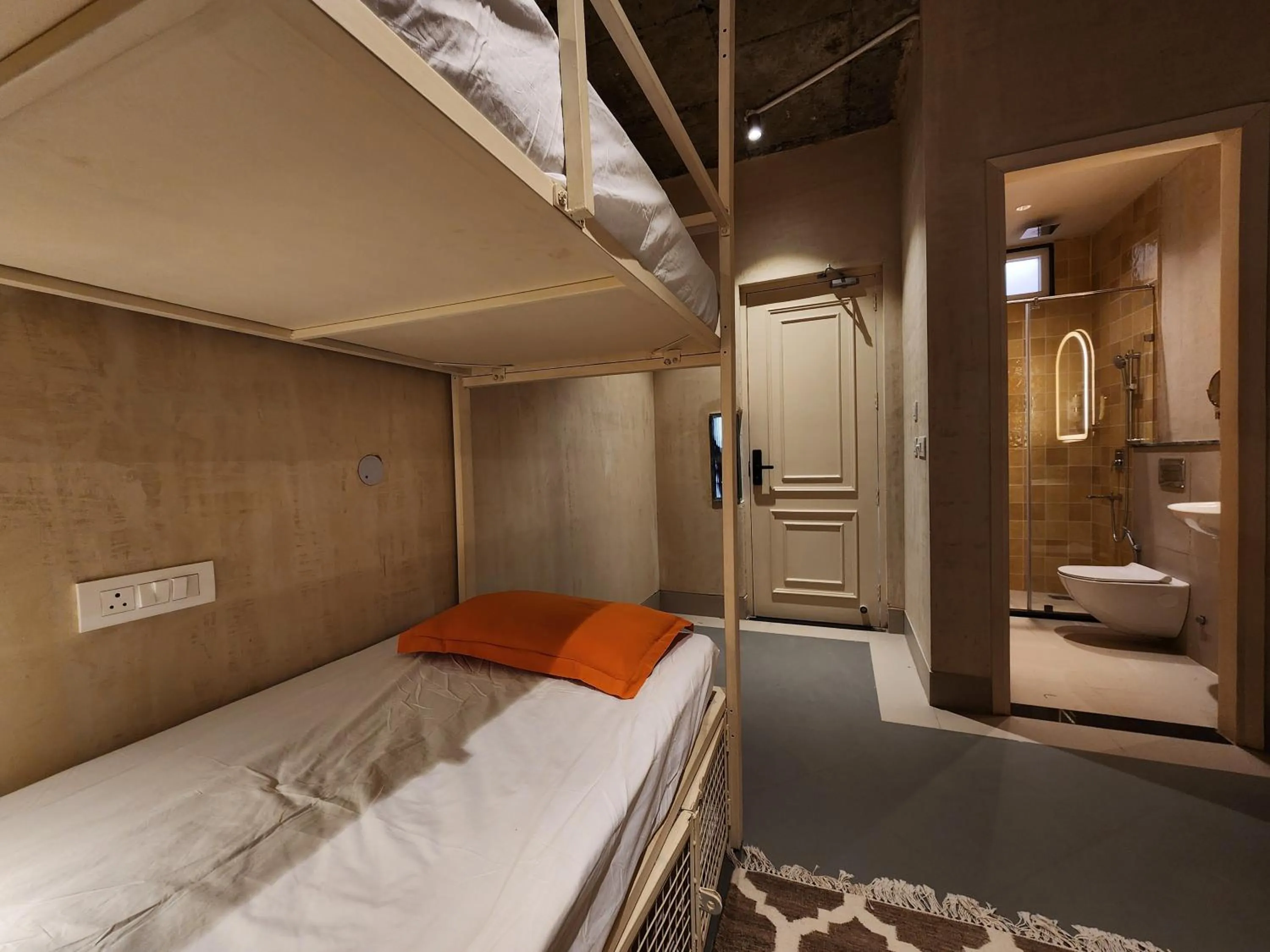 Toilet, Bed in JHouse near Bhikaji