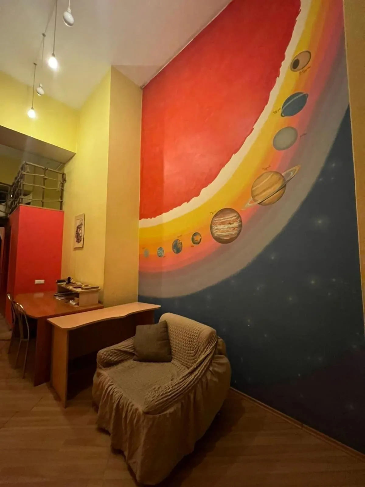 Seating area in Galaxy Hostel