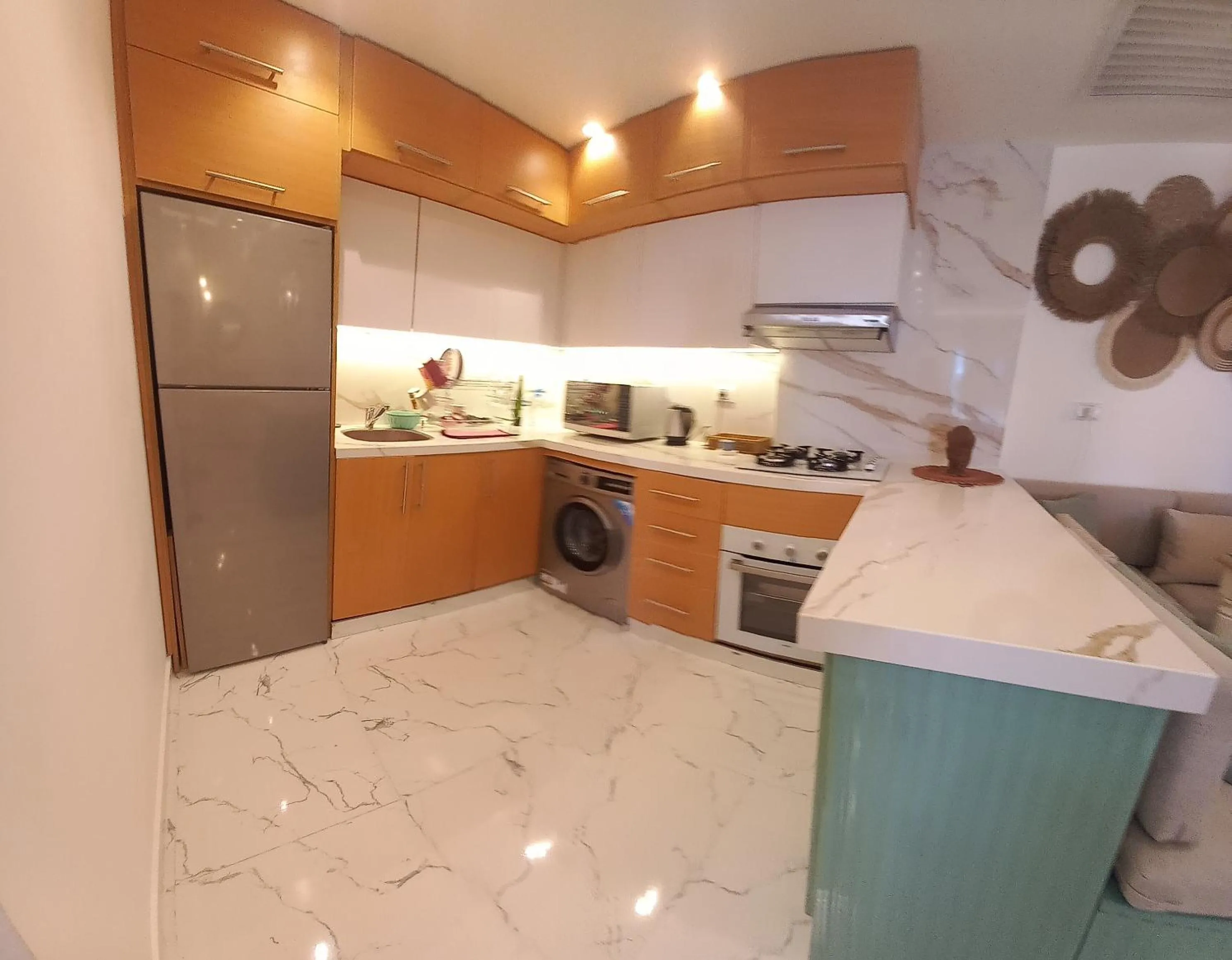 Kitchen or kitchenette in Beachfront Boho Style apartment in Fanadir Bay