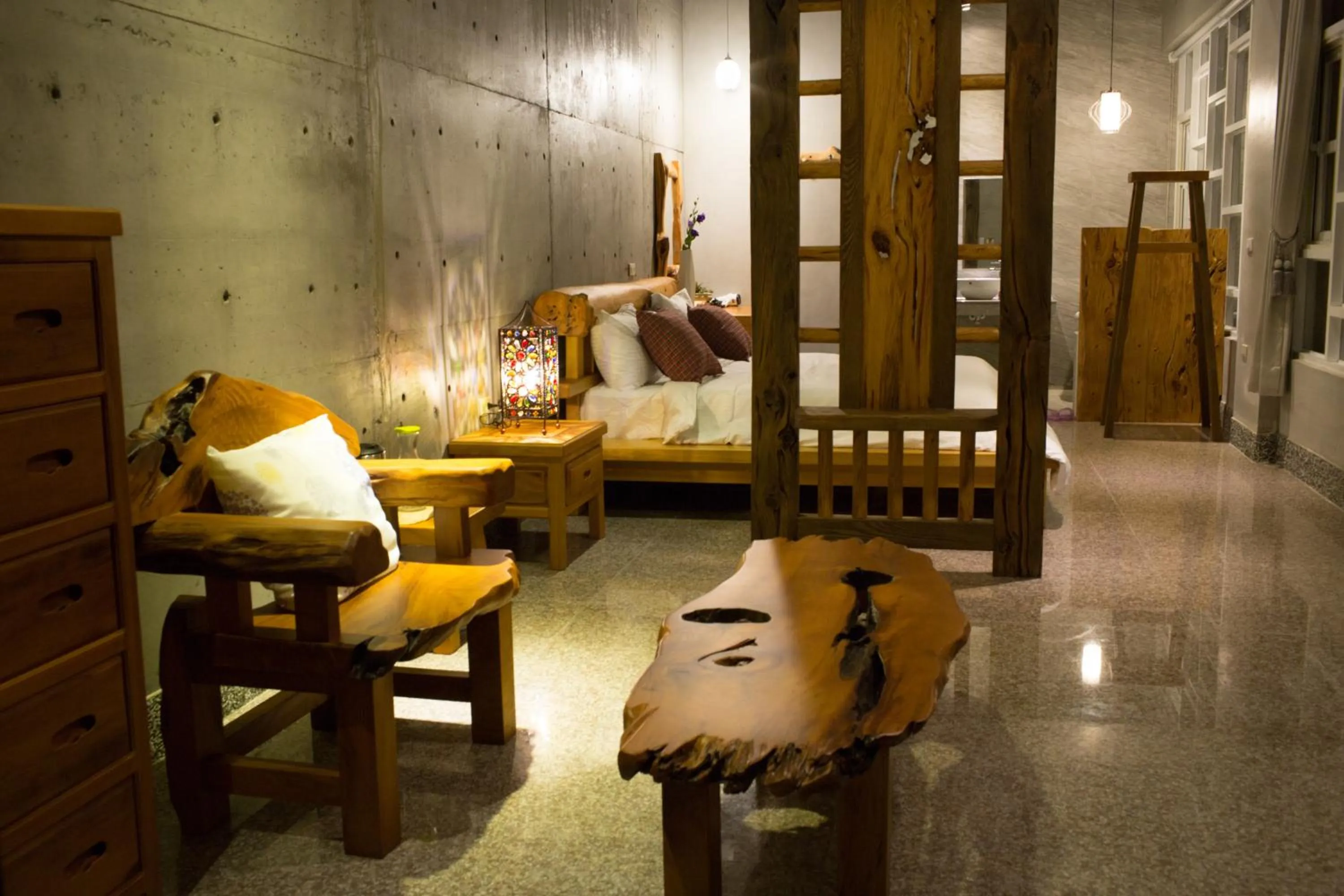 Bed in Water Reflections at Ease