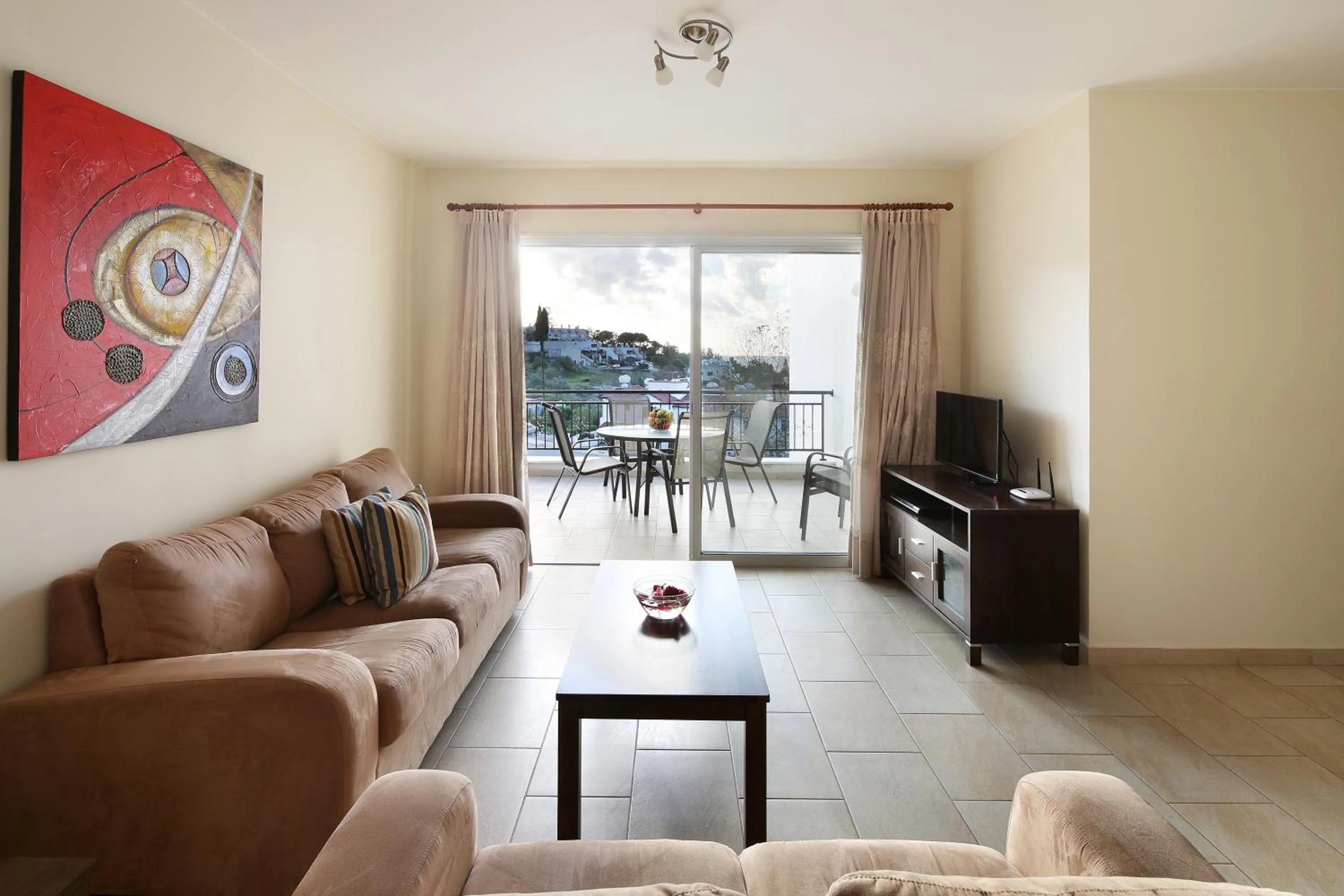 Living room in Chloraka Terrace Apartments