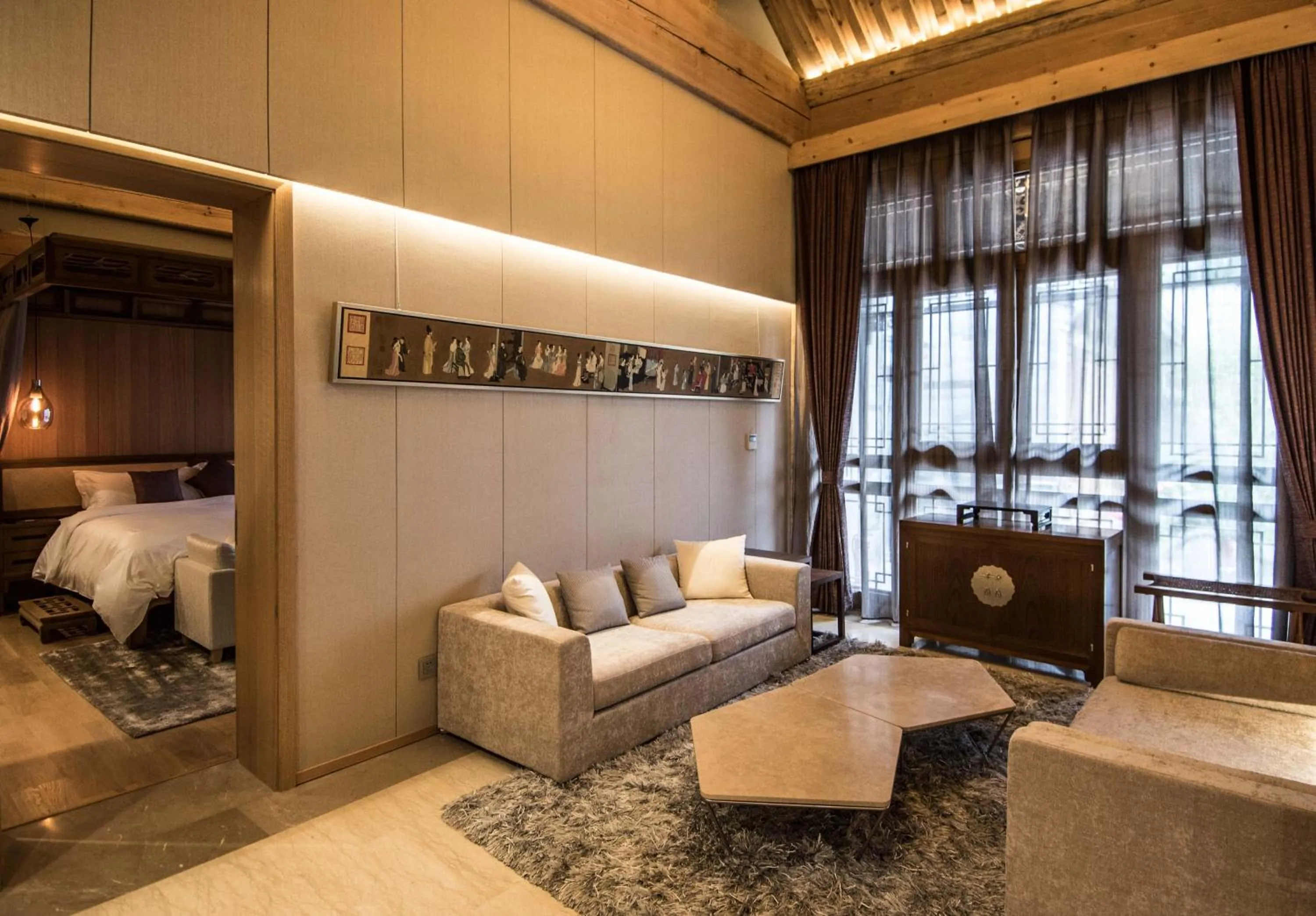 Living room, Bed in Cours Et Pavillons