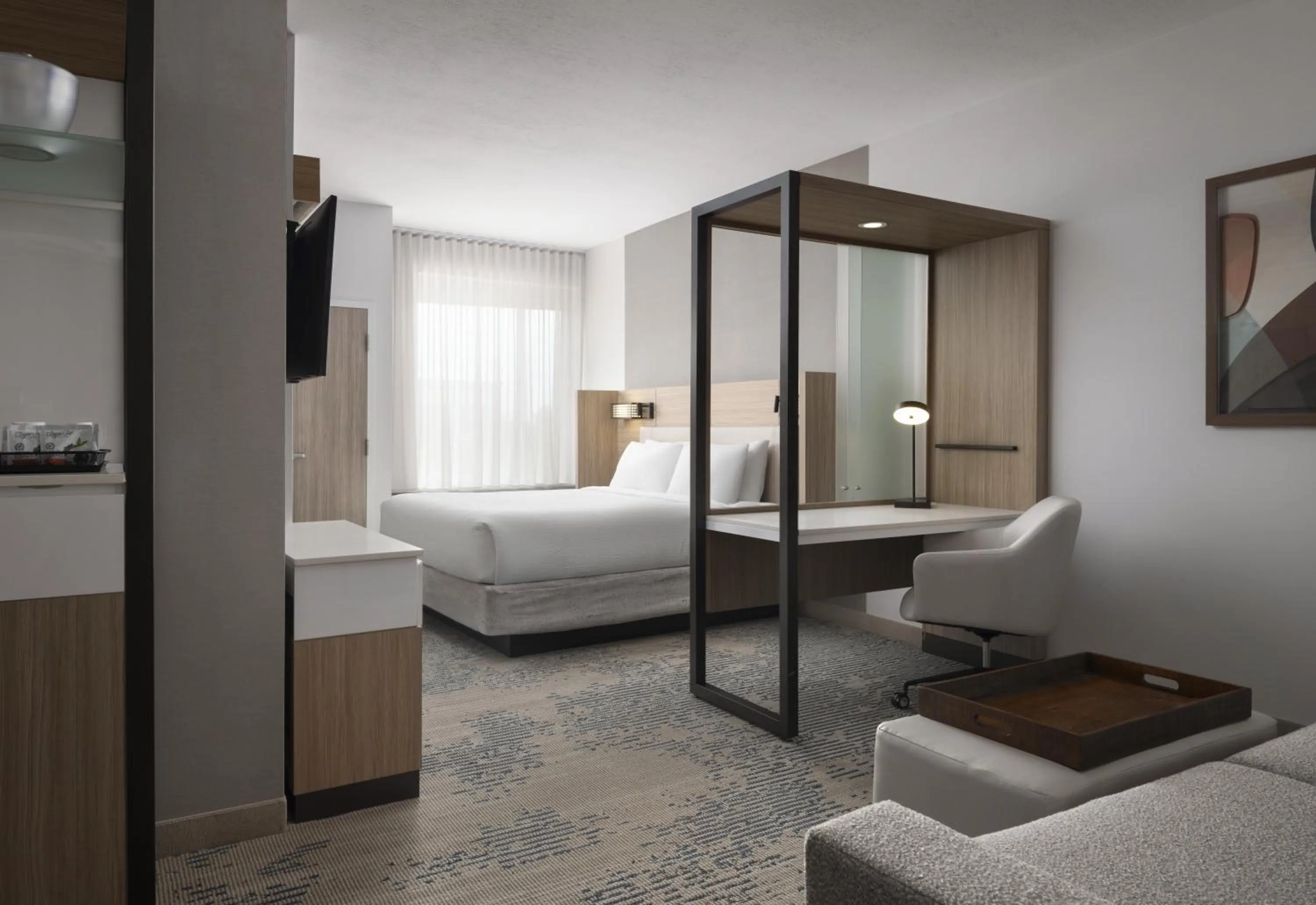 View (from property/room), Bed in SpringHill Suites by Marriot Troy Dayton